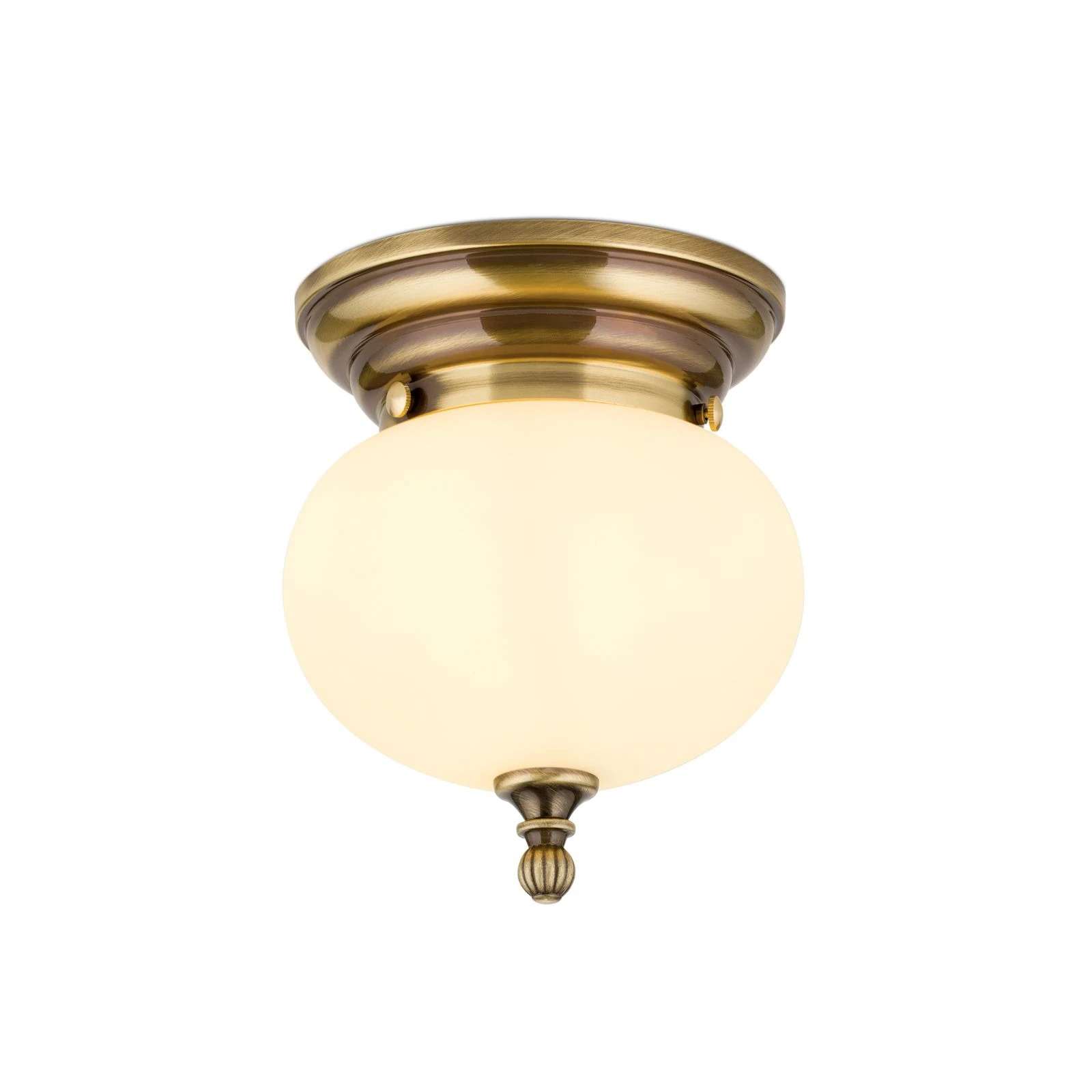 Plafonska lampa WIENER NOSTALGIE, Ø 18 cm, antik mesing, staklo u boji šampanjca - 4