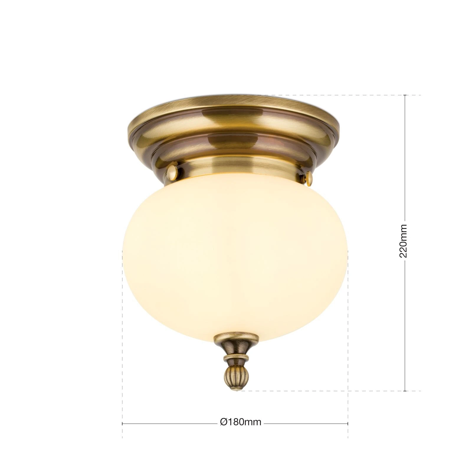 Plafonska lampa WIENER NOSTALGIE, Ø 18 cm, antik mesing, staklo u boji šampanjca - 7