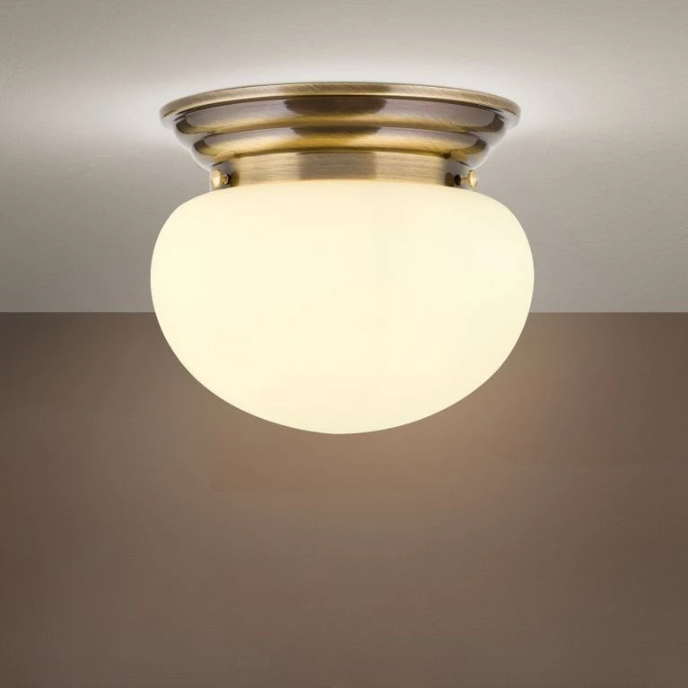 Plafonska lampa WIENER NOSTALGIE, Ø 26 cm, antik mesing, staklo u boji šampanjca - 1