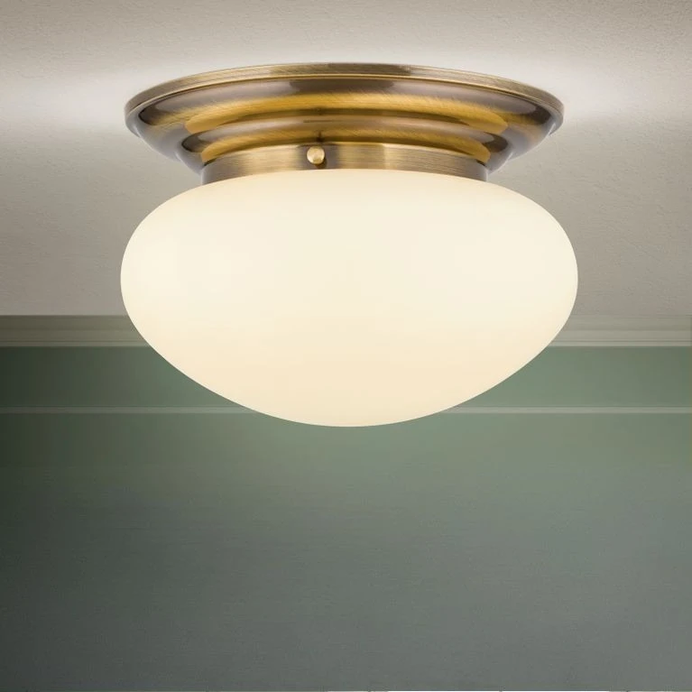 Plafonska lampa WIENER NOSTALGIE, Ø 33 cm, antik mesing, staklo u boji šampanjca - 1