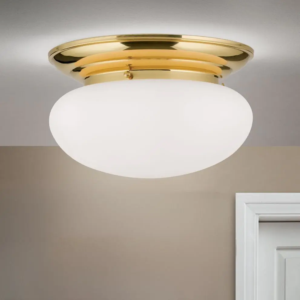 Plafonska lampa WIENER NOSTALGIE, sjajni mesing, sa opal-mat staklom, Ø 40 cm - 1