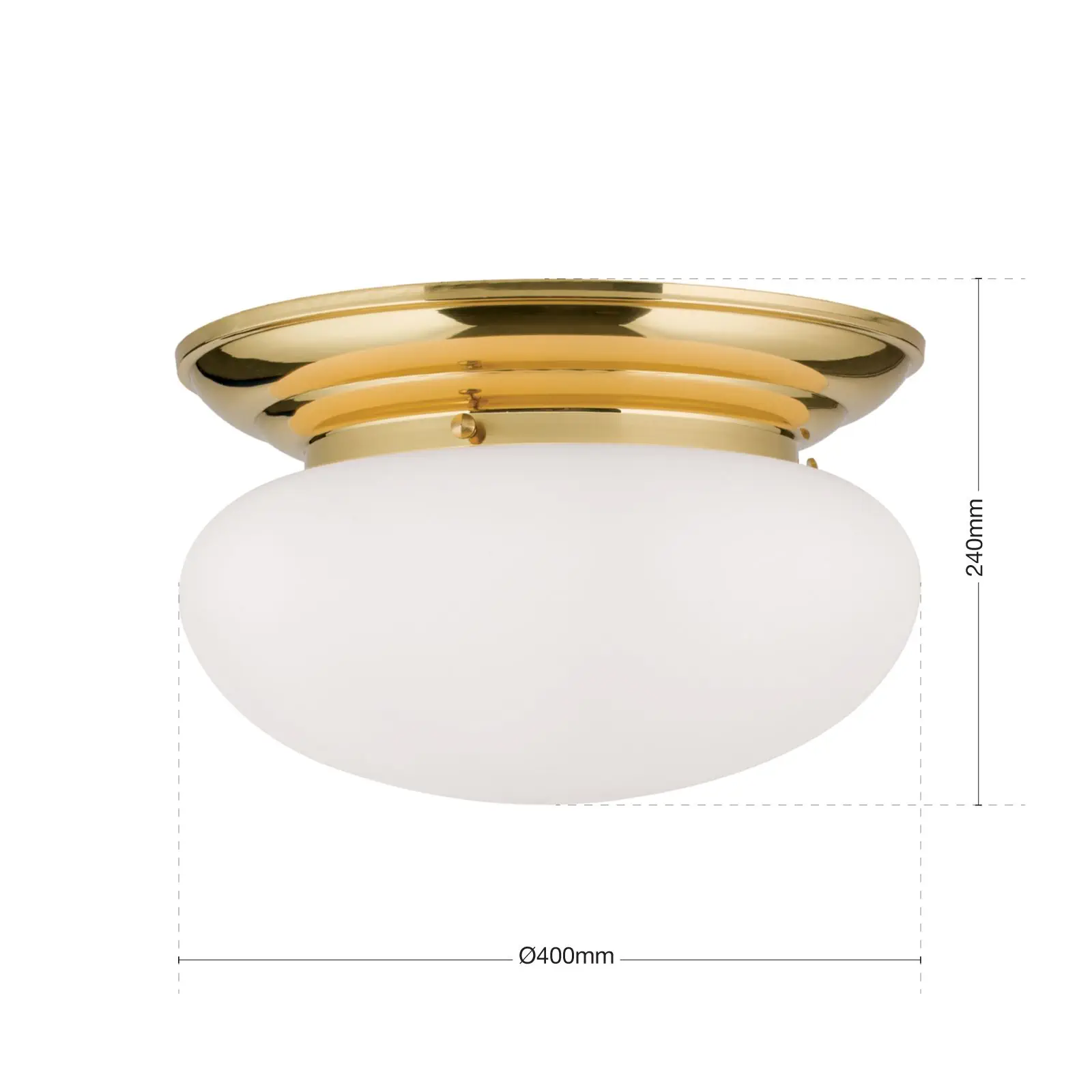 Plafonska lampa WIENER NOSTALGIE, sjajni mesing, sa opal-mat staklom, Ø 40 cm - 7