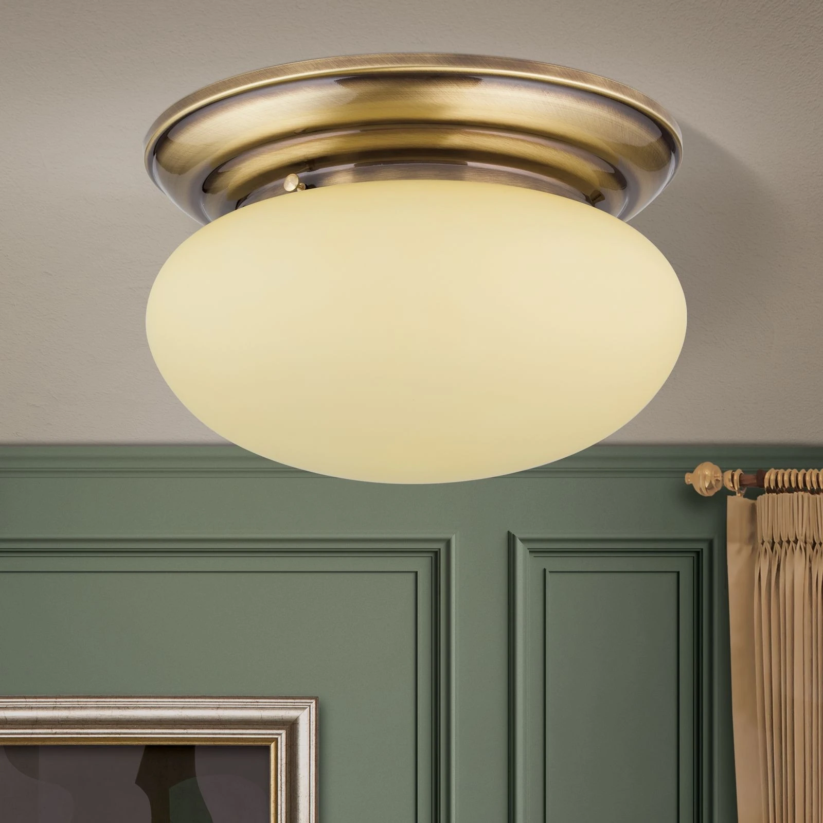 Plafonska lampa WIENER NOSTALGIE, Ø 40 cm, antik mesing, staklo u boji šampanjca - 3