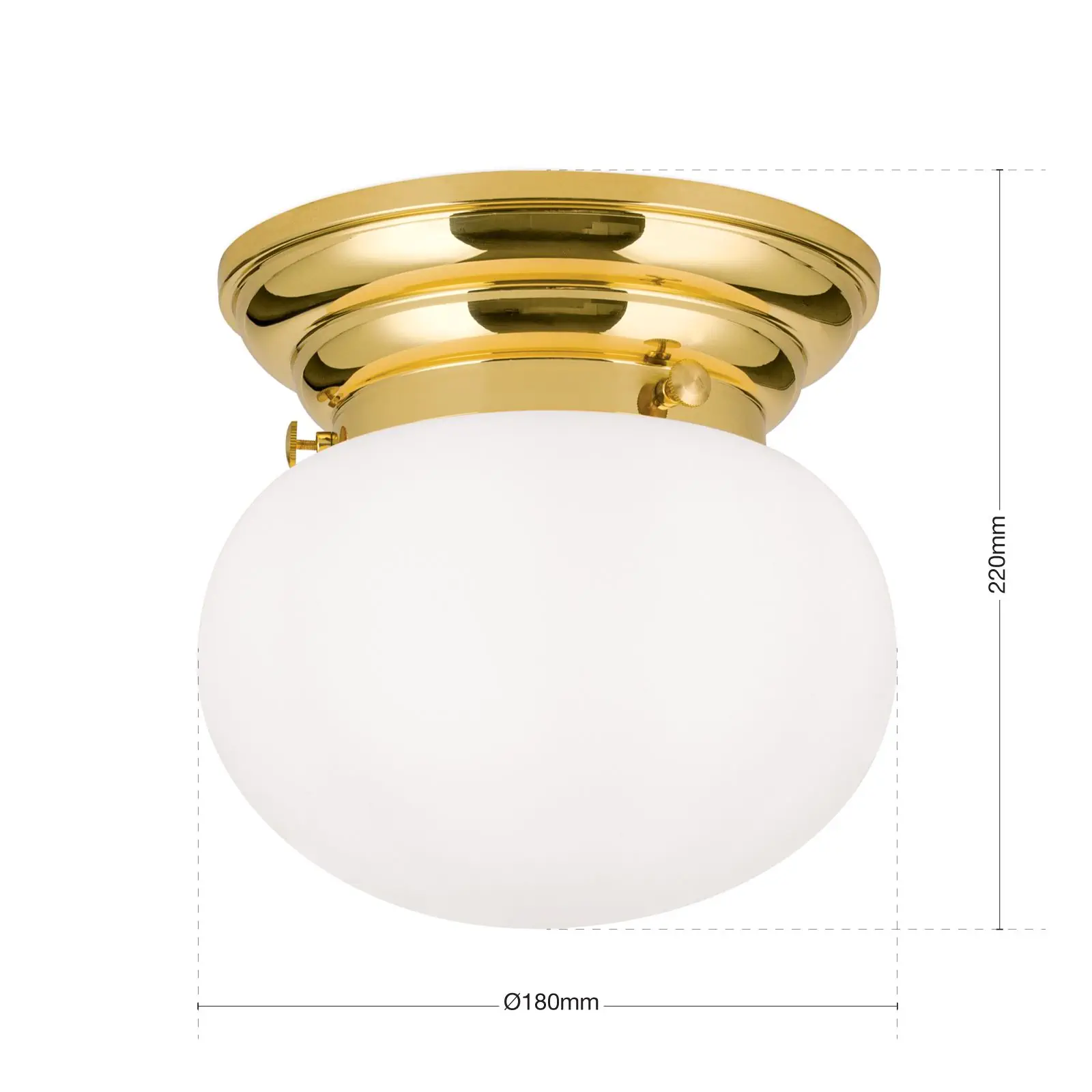 Plafonska lampa WIENER NOSTALGIE, sjajni mesing, sa opal-mat staklom, Ø 18 cm - 7