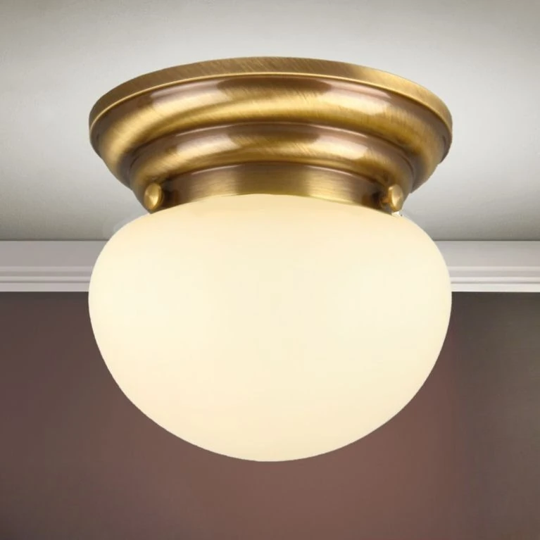 Plafonska lampa WIENER NOSTALGIE, Ø 18 cm, antik mesing, šampanj mat staklo