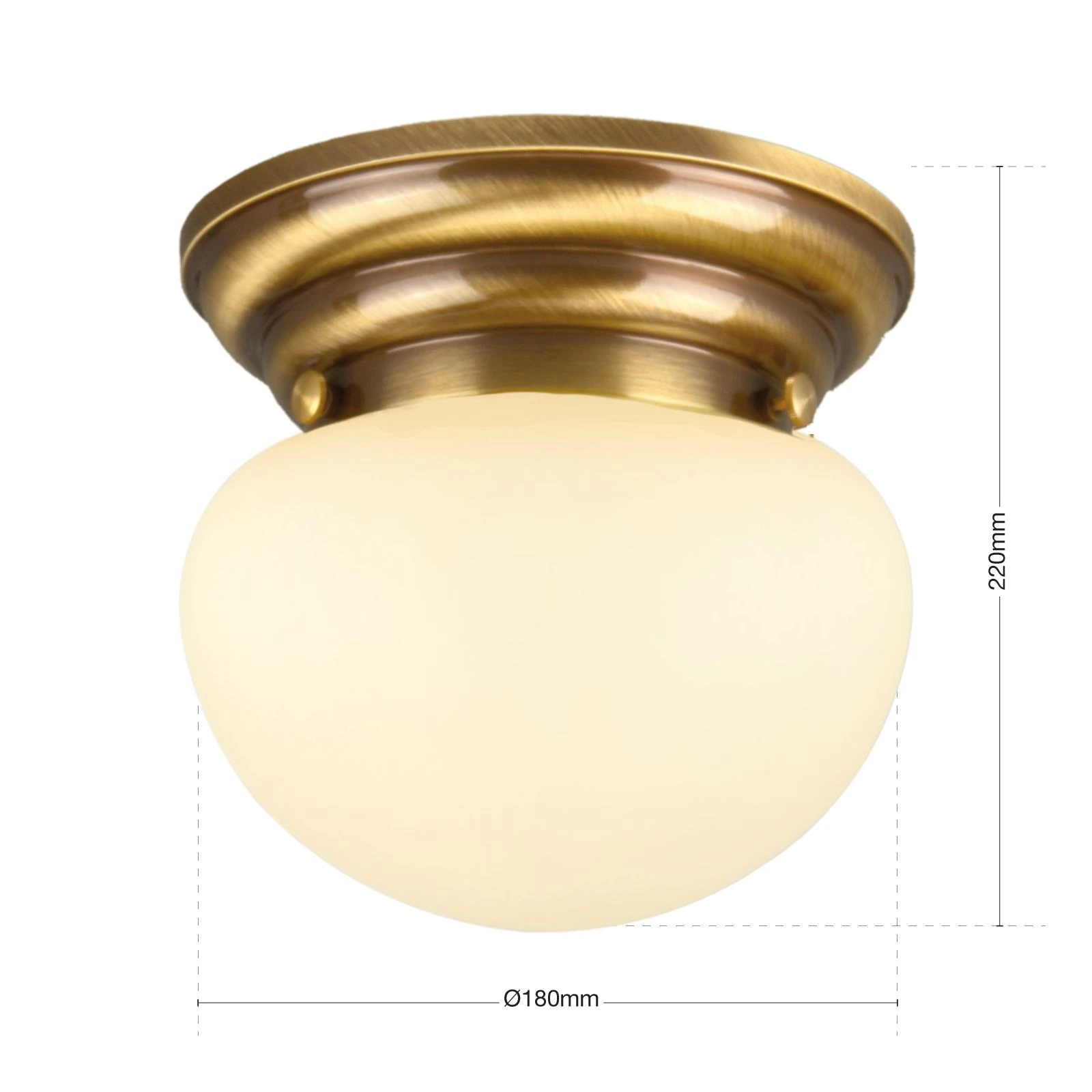 Plafonska lampa WIENER NOSTALGIE, Ø 18 cm, antik mesing, šampanj mat staklo - 5