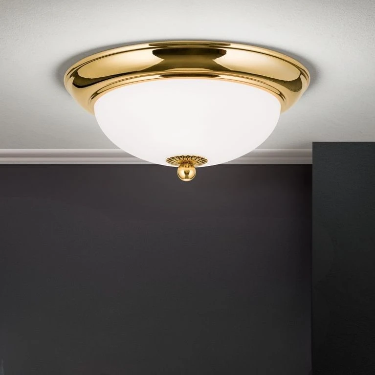 Plafonska lampa EMPIRE, 24-karatno pozlaćena, sa opalno mat staklom, sa ukrasnim dugmetom, Ø 26 cm - 1