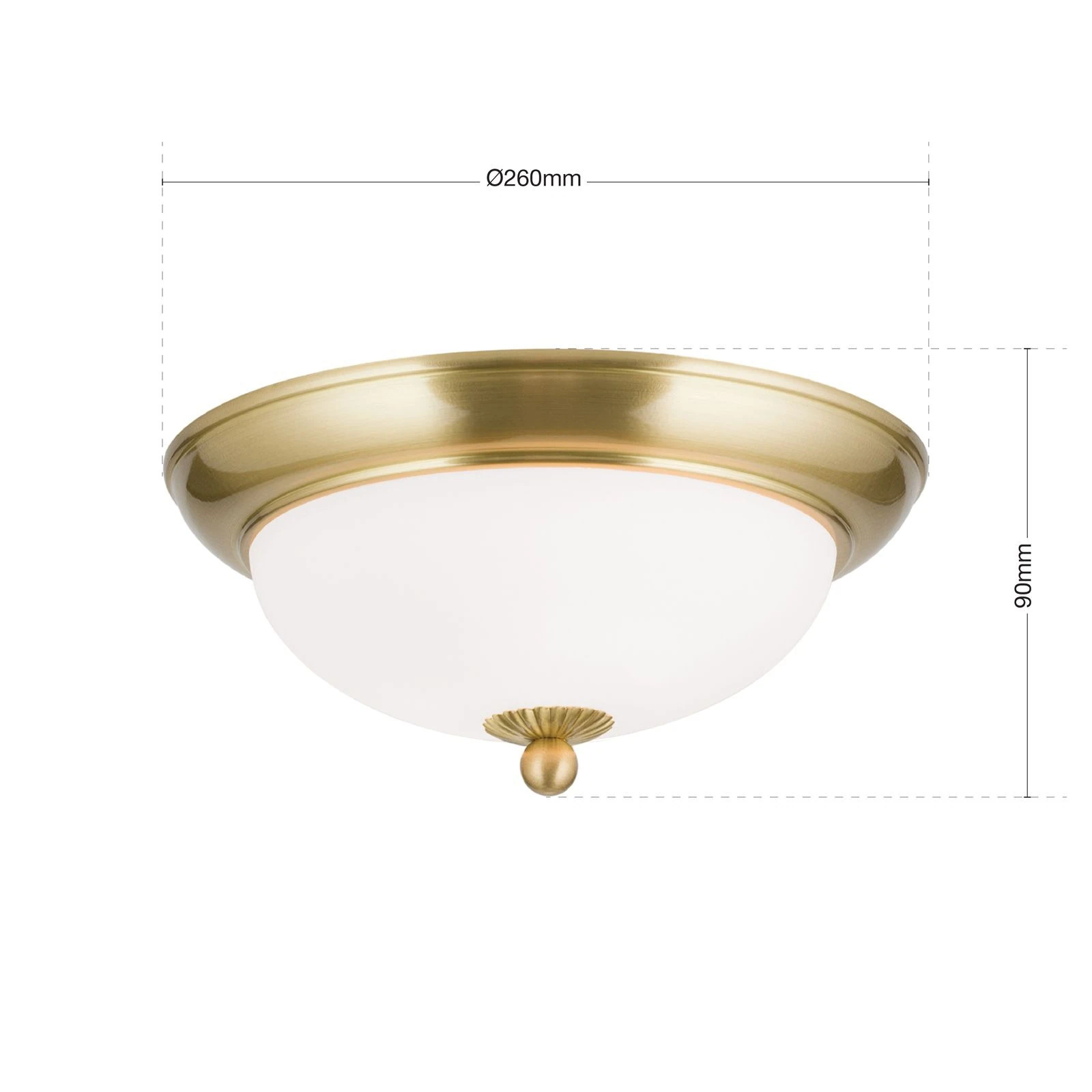 Plafonska lampa EMPIRE, 26 cm, saten mesing, opal mat staklo - 7