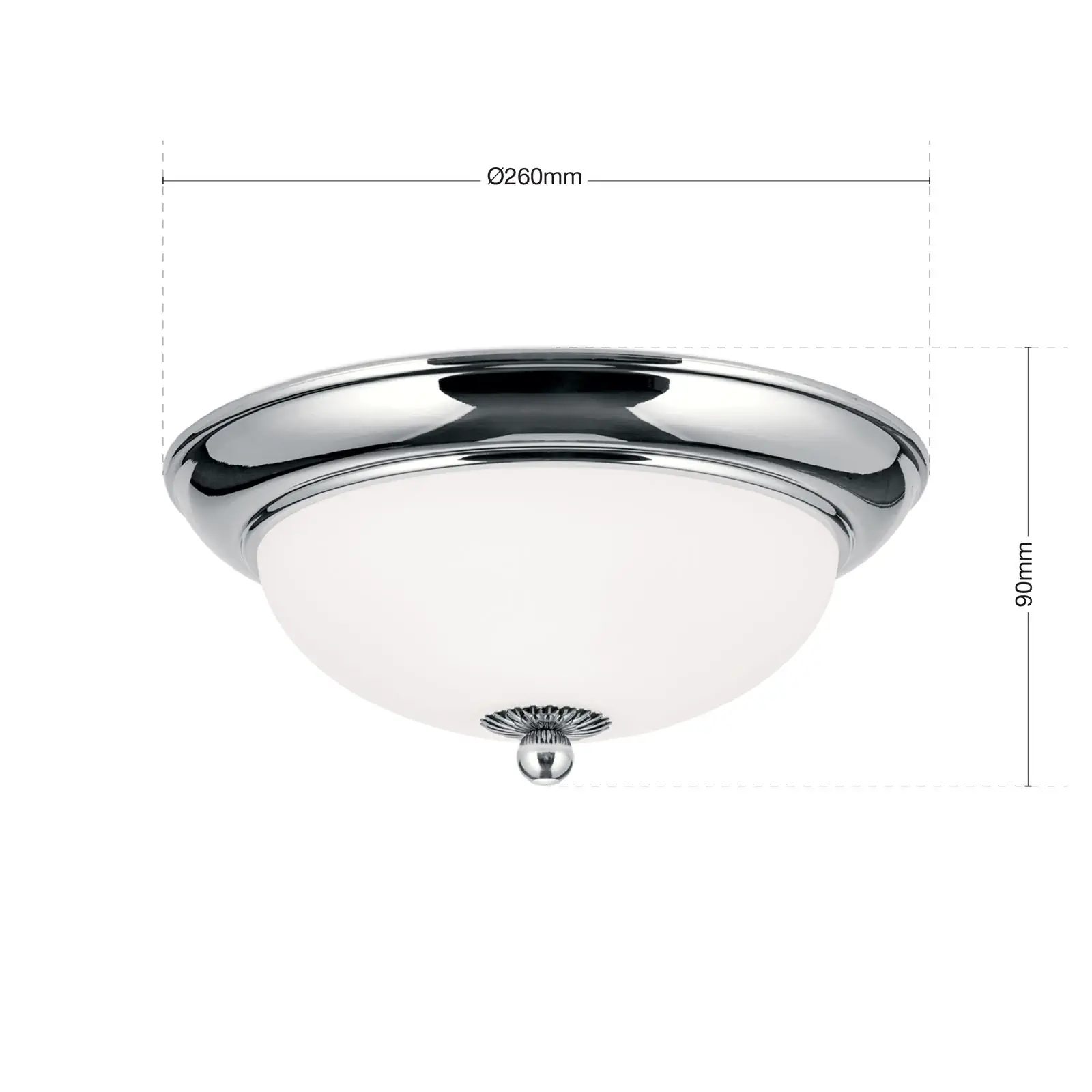 Plafonska lampa EMPIRE, hrom, sa opalno mat staklom, sa ukrasnim dugmetom, Ø 26 cm - 7
