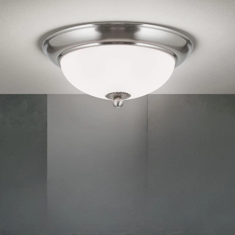 Plafonska lampa EMPIRE, 26 cm, saten hrom, opal mat staklo - 1