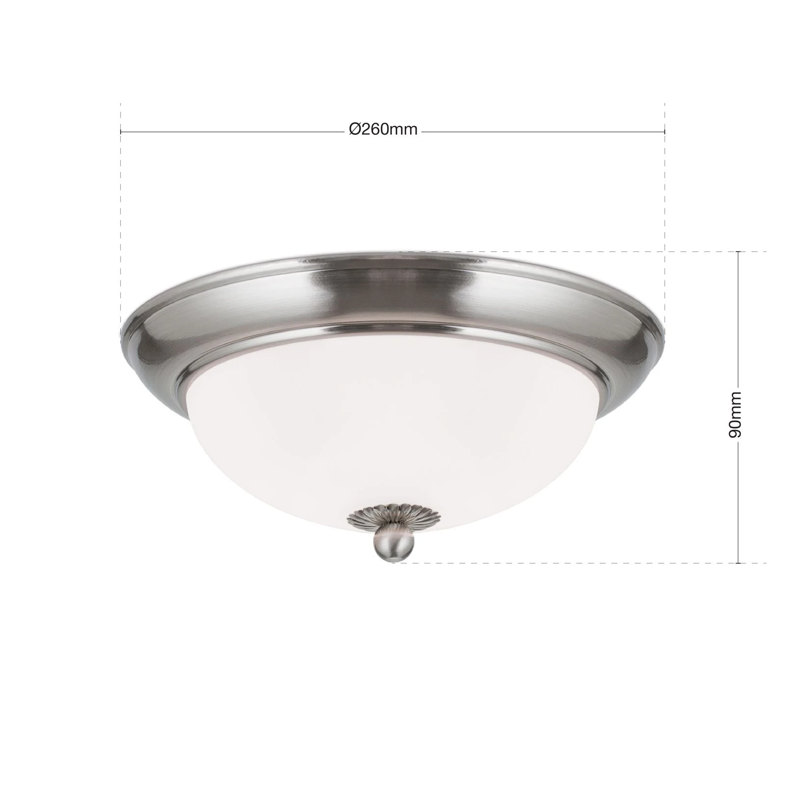 Plafonska lampa EMPIRE, 26 cm, saten hrom, opal mat staklo - 7