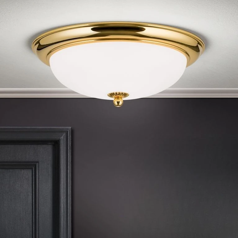 Plafonska lampa EMPIRE, 24-karatno pozlaćena, sa opalno mat staklom, sa ukrasnim dugmetom, Ø 35 cm - 1