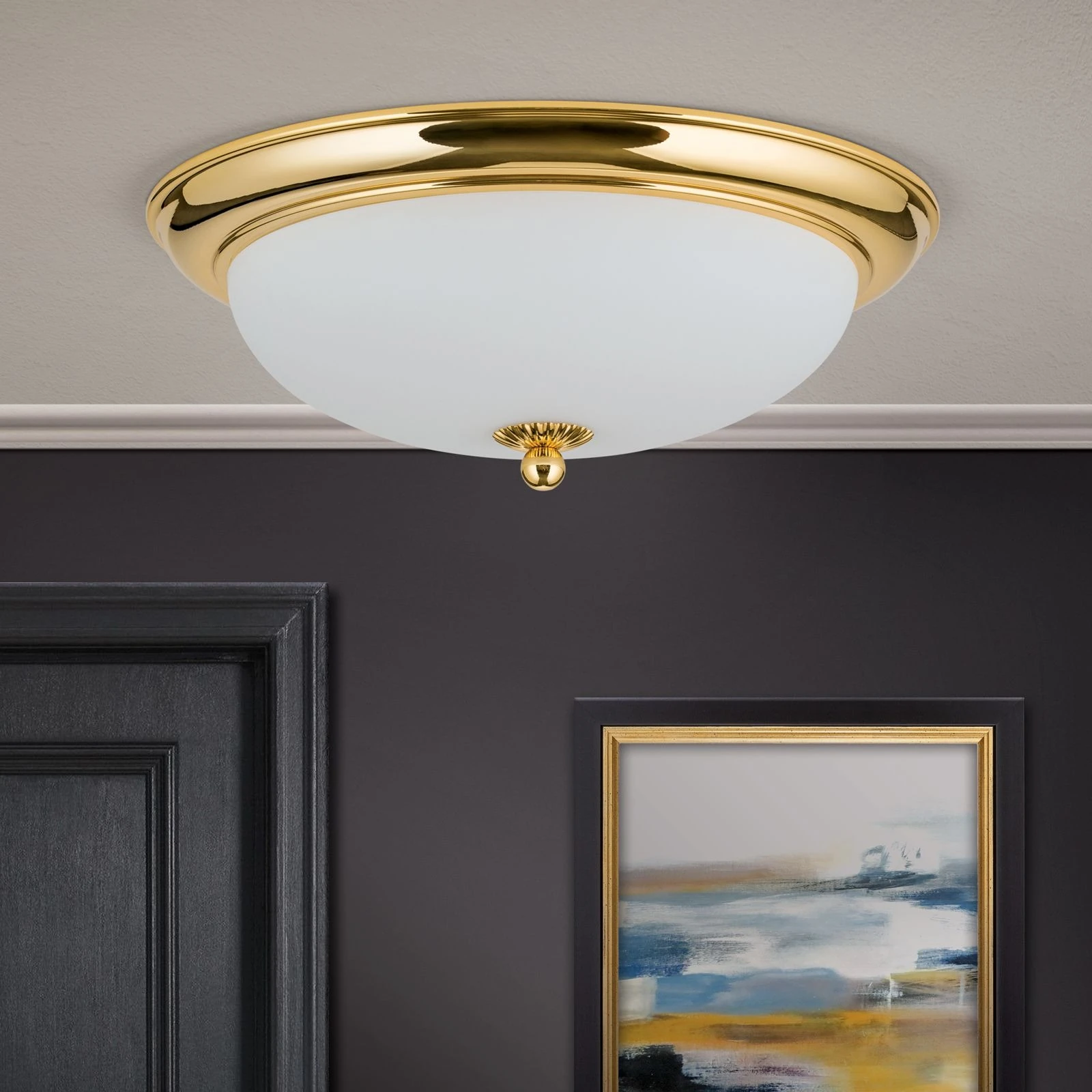 Plafonska lampa EMPIRE, 24-karatno pozlaćena, sa opalno mat staklom, sa ukrasnim dugmetom, Ø 35 cm - 3