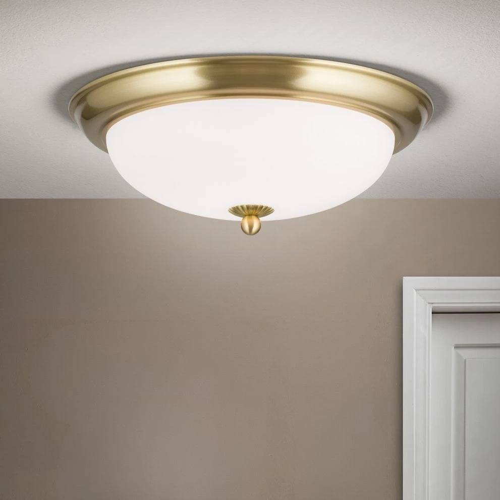 Plafonska lampa WIENER NOSTALGIE, Ø 35 cm, saten mesing, opal mat staklo - 1