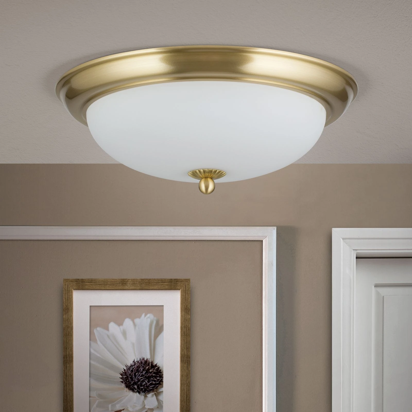 Plafonska lampa WIENER NOSTALGIE, Ø 35 cm, saten mesing, opal mat staklo - 3