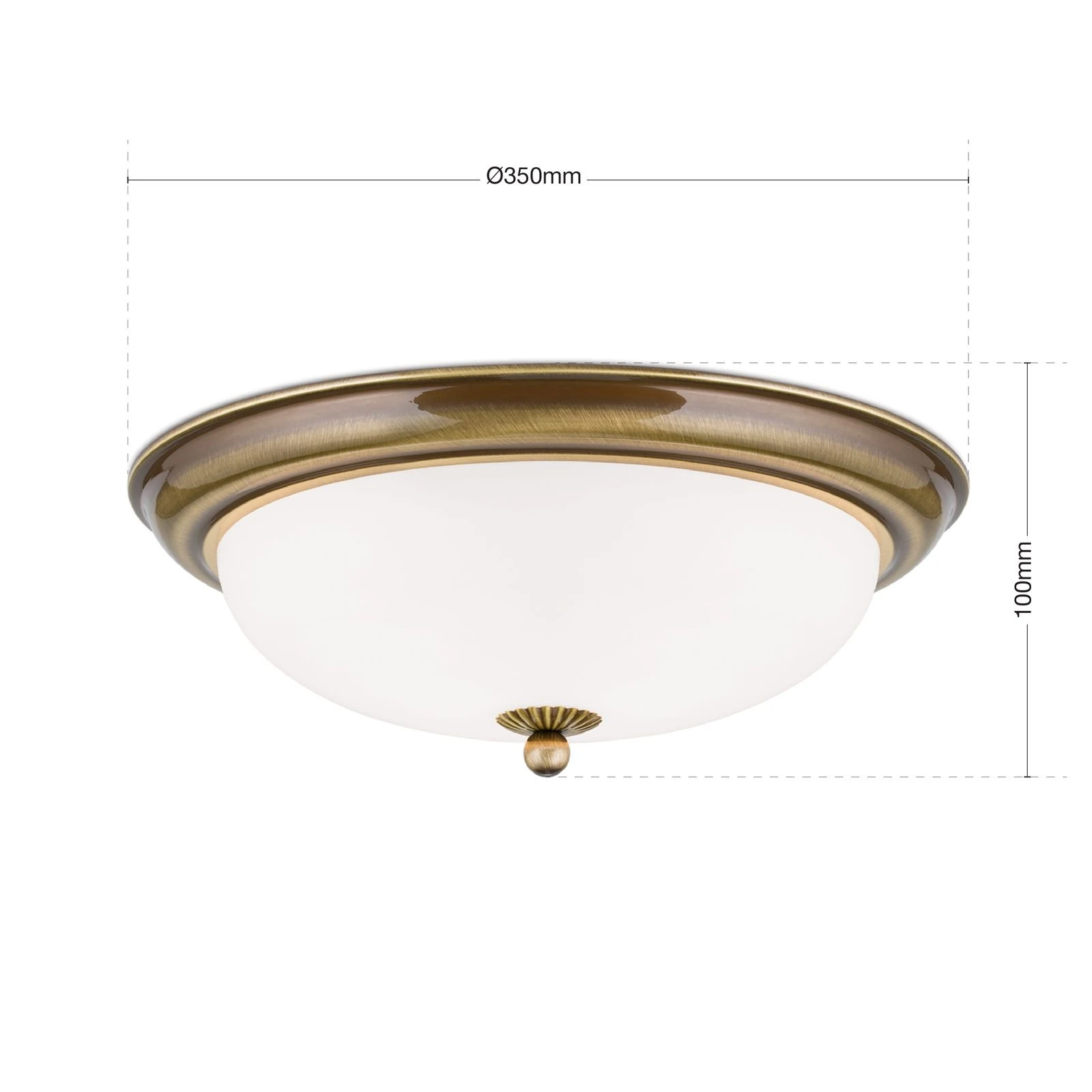 Plafonska lampa EMPIRE, antik mesing, sa opalno mat staklom, sa ukrasnim dugmetom, Ø 35 cm - 7