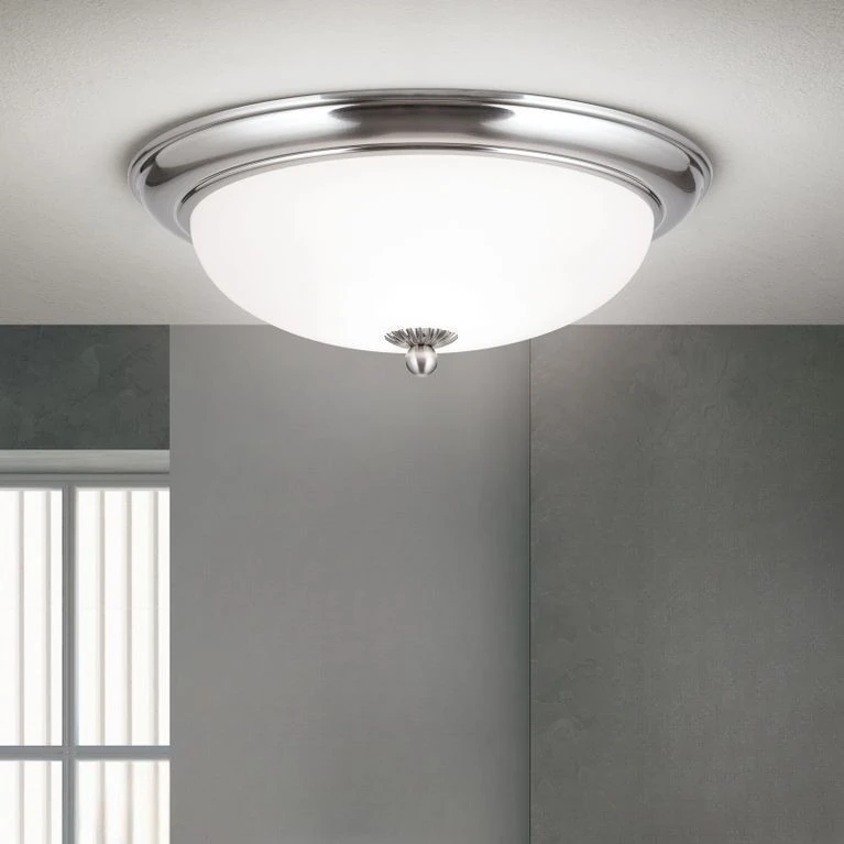 Plafonska lampa WIENER NOSTALGIE, Ø 35 cm, saten hrom, opal mat staklo - 1