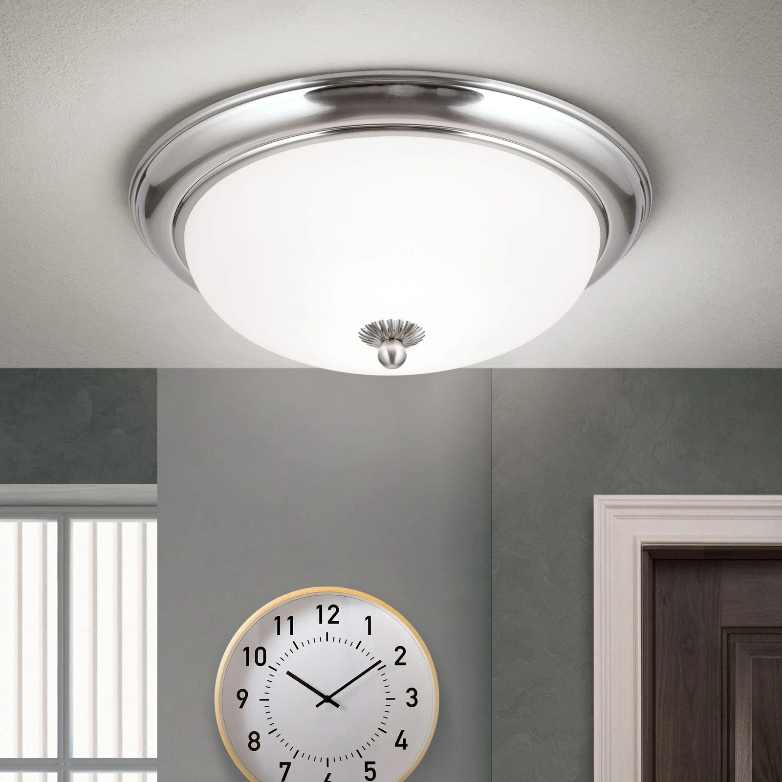 Plafonska lampa WIENER NOSTALGIE, Ø 35 cm, saten hrom, opal mat staklo - 2