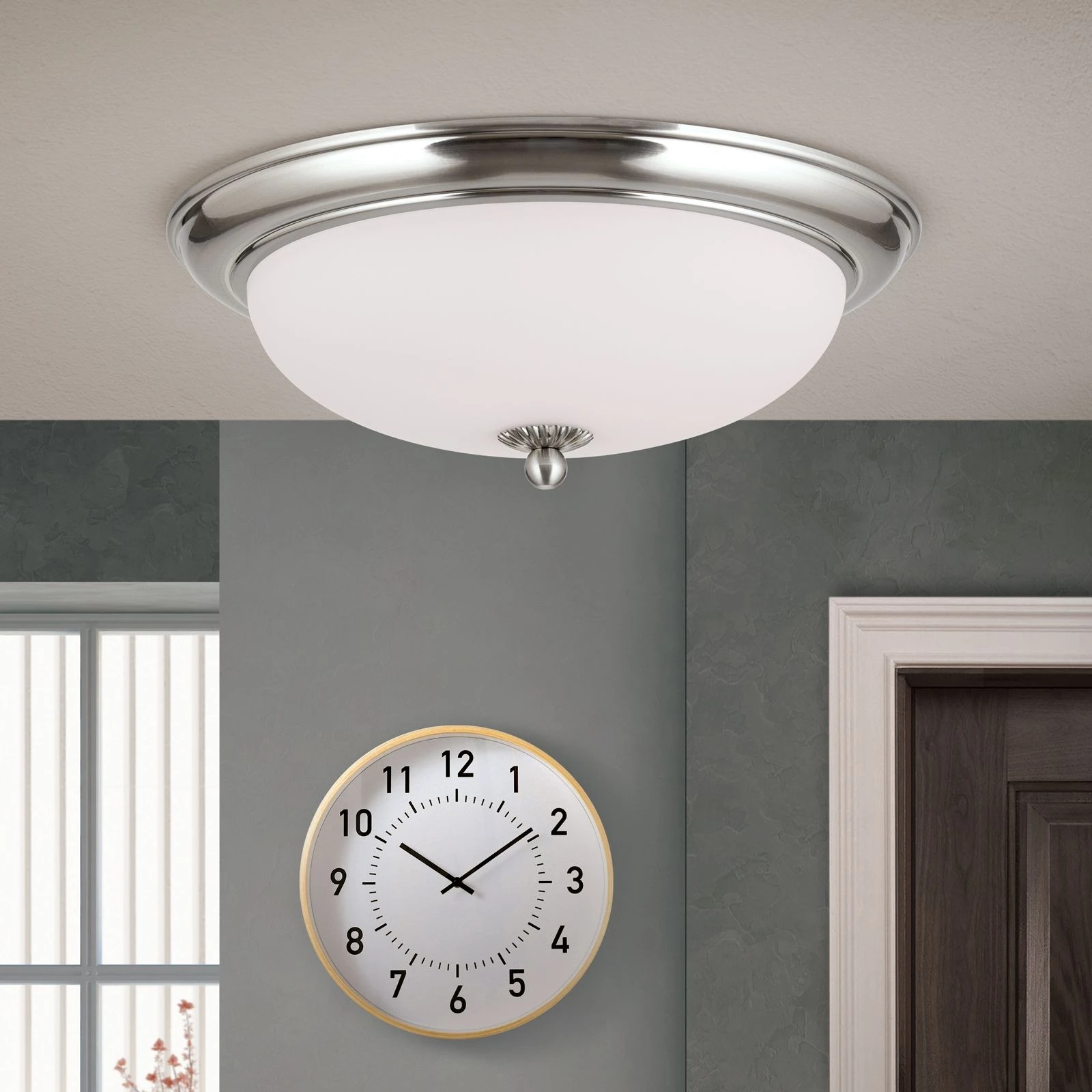 Plafonska lampa WIENER NOSTALGIE, Ø 35 cm, saten hrom, opal mat staklo - 3