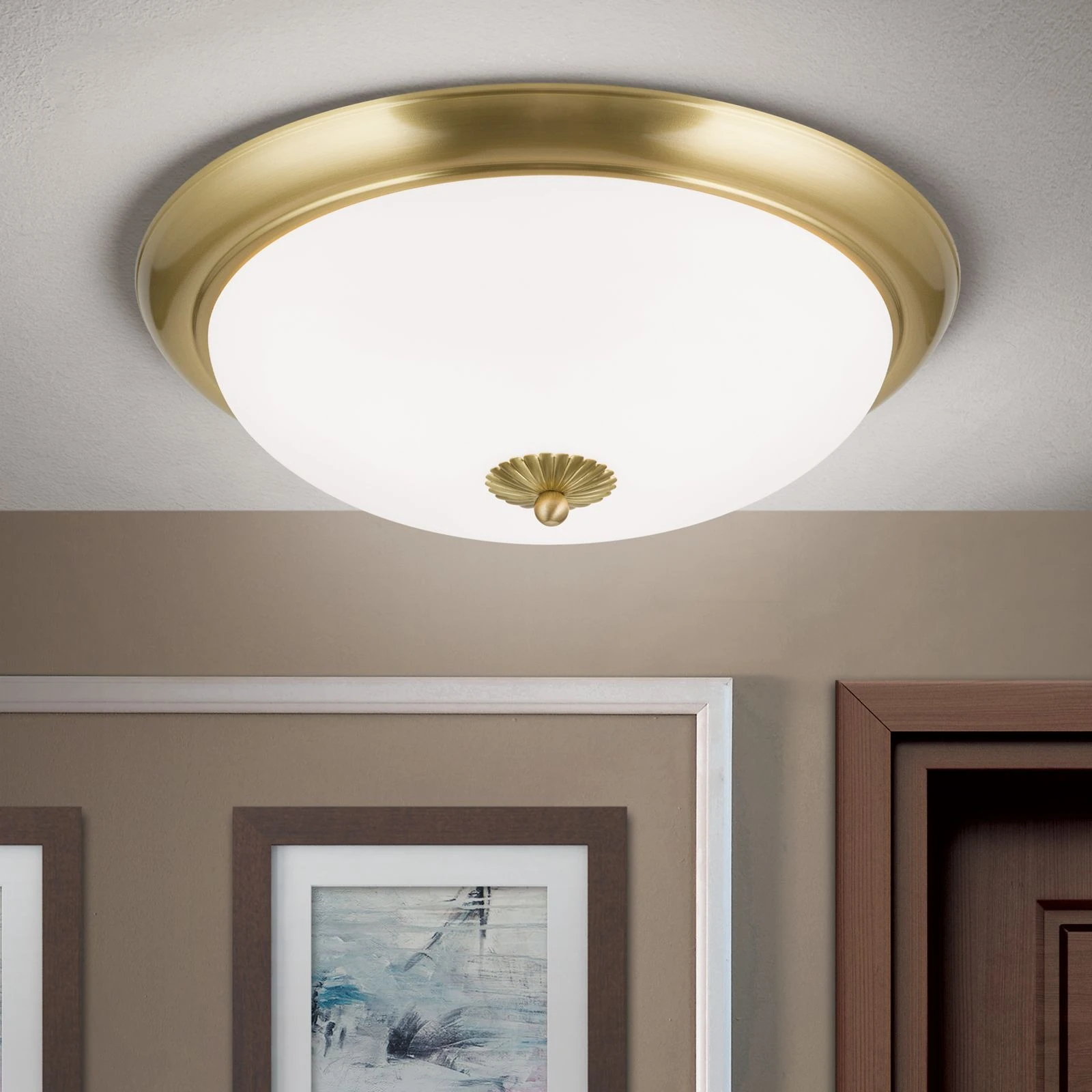 Plafonska lampa WIENER NOSTALGIE, Ø 47 cm, saten mesing, opal mat staklo - 2