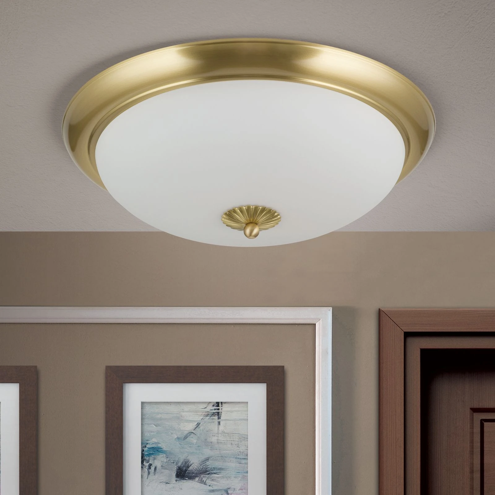 Plafonska lampa WIENER NOSTALGIE, Ø 47 cm, saten mesing, opal mat staklo - 3