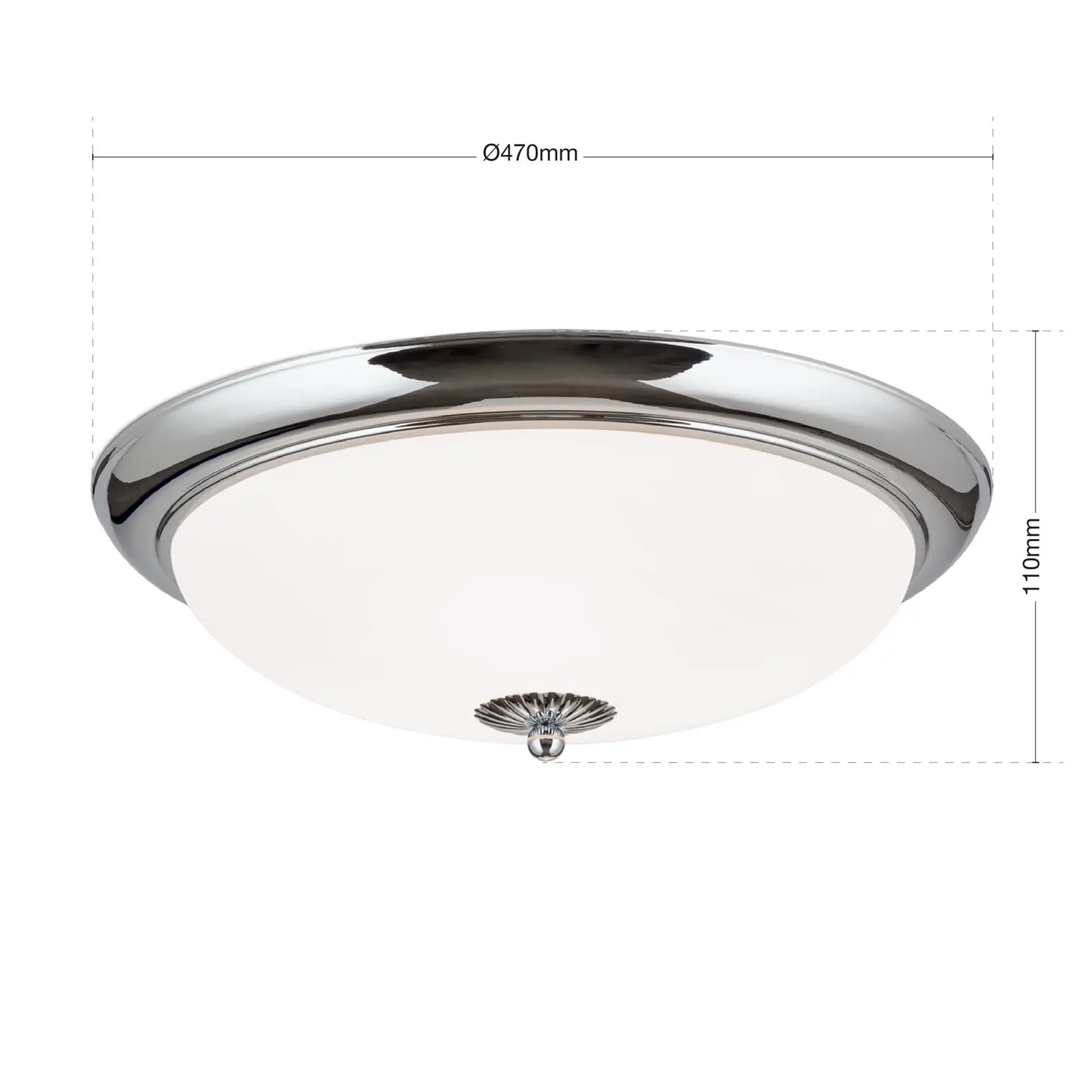 Plafonska lampa EMPIRE, hrom, sa opalno mat staklom, sa ukrasnim dugmetom, Ø 47 cm - 7