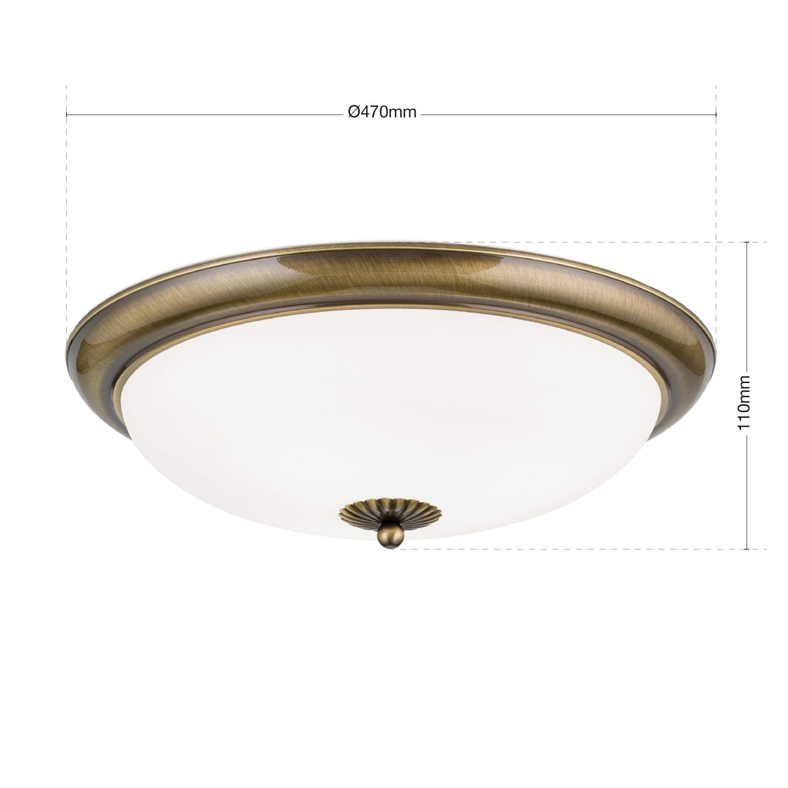 Plafonska lampa EMPIRE, antik mesing, sa opalno mat staklom, sa ukrasnim dugmetom, Ø 47 cm - 7