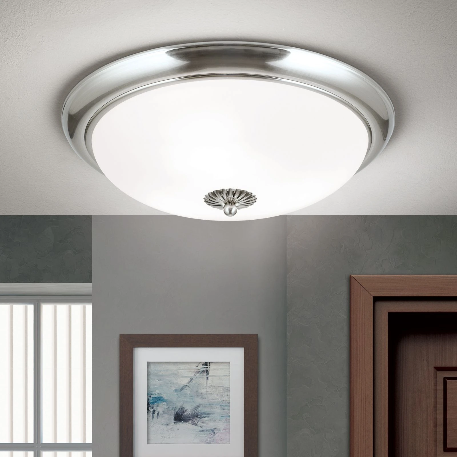 Plafonska lampa WIENER NOSTALGIE, Ø 47 cm, saten hrom, opal mat staklo - 2