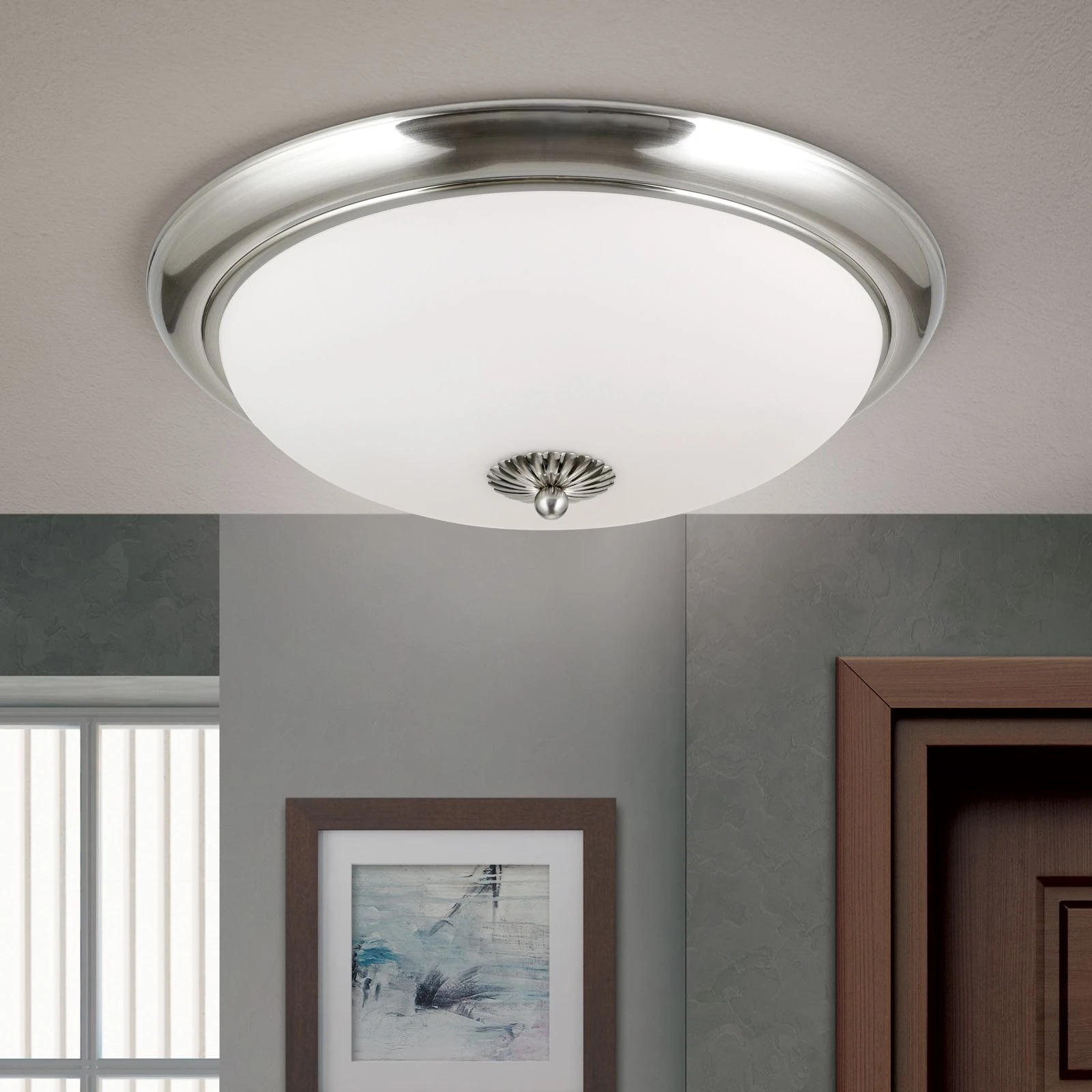 Plafonska lampa WIENER NOSTALGIE, Ø 47 cm, saten hrom, opal mat staklo - 3