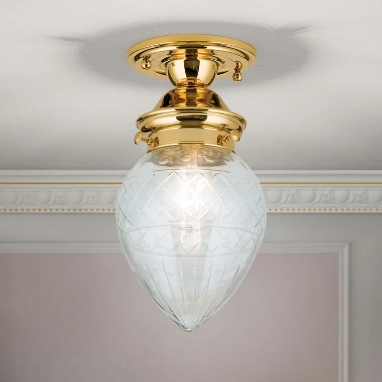 Plafonska lampa BUDAPEST, 24-karatno pozlaćena, prozirno brušeno staklo, 15 cm - 1