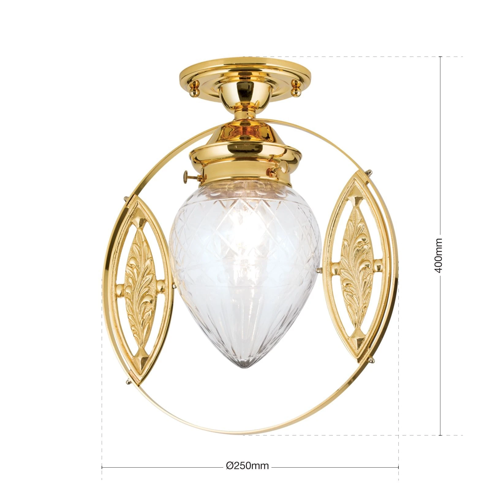 Plafonska lampa BUDAPEST, 24-karatno pozlaćena, prozirno brušeno staklo, 25 cm - 7