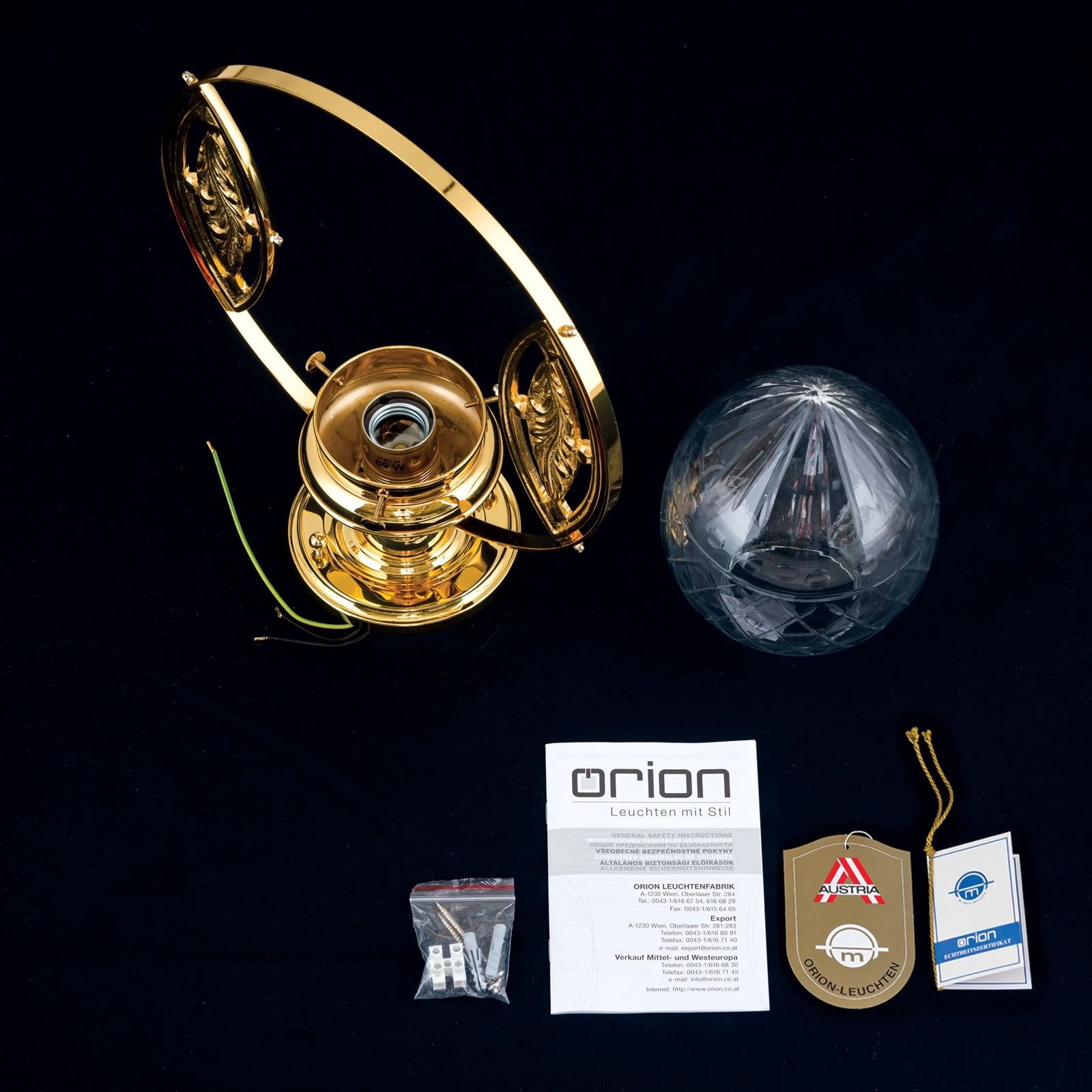 Plafonska lampa BUDAPEST, 24-karatno pozlaćena, prozirno brušeno staklo, 25 cm - 8