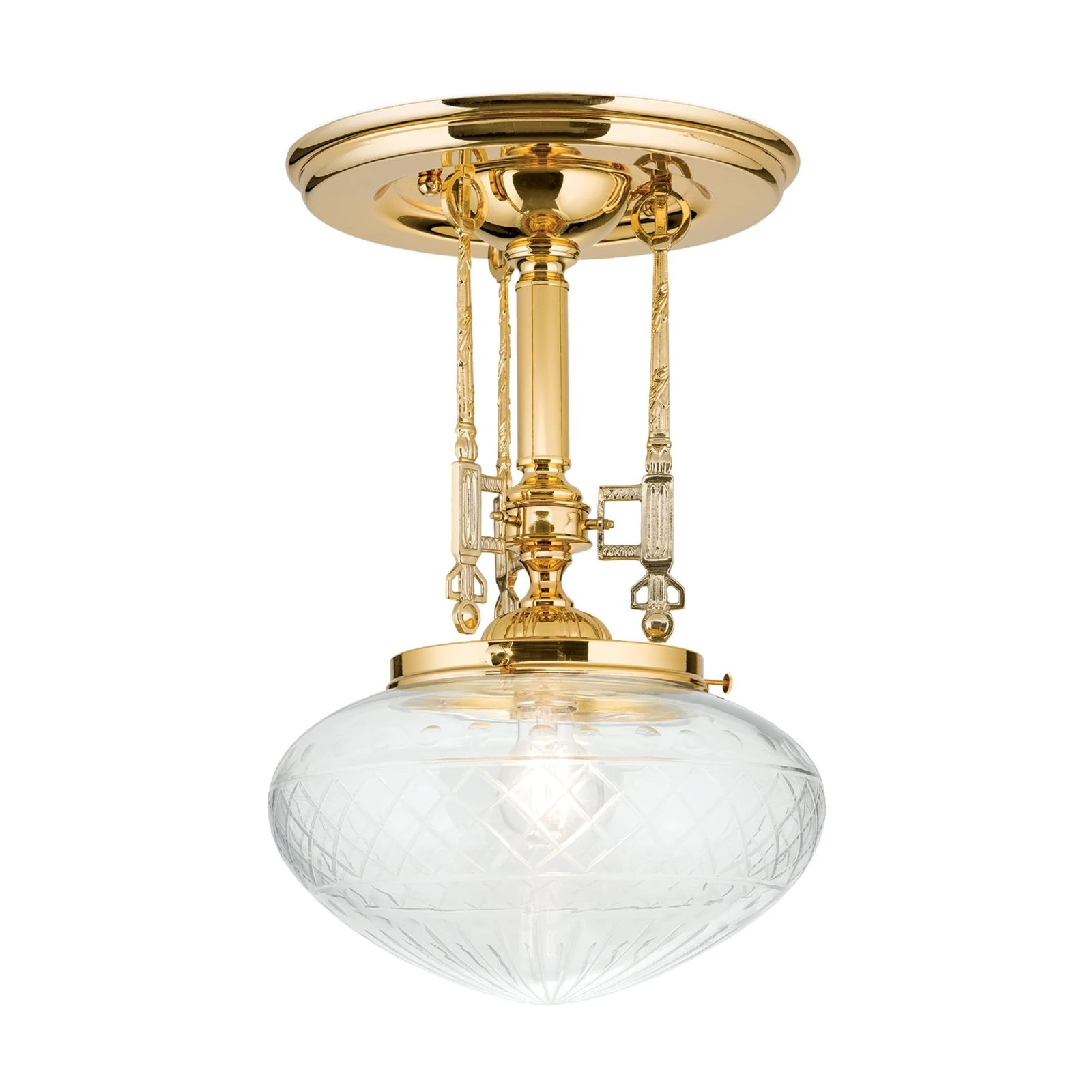 Plafonska lampa BUDAPEST, 24-karatno pozlaćena, prozirno brušeno staklo, 30 cm - 4