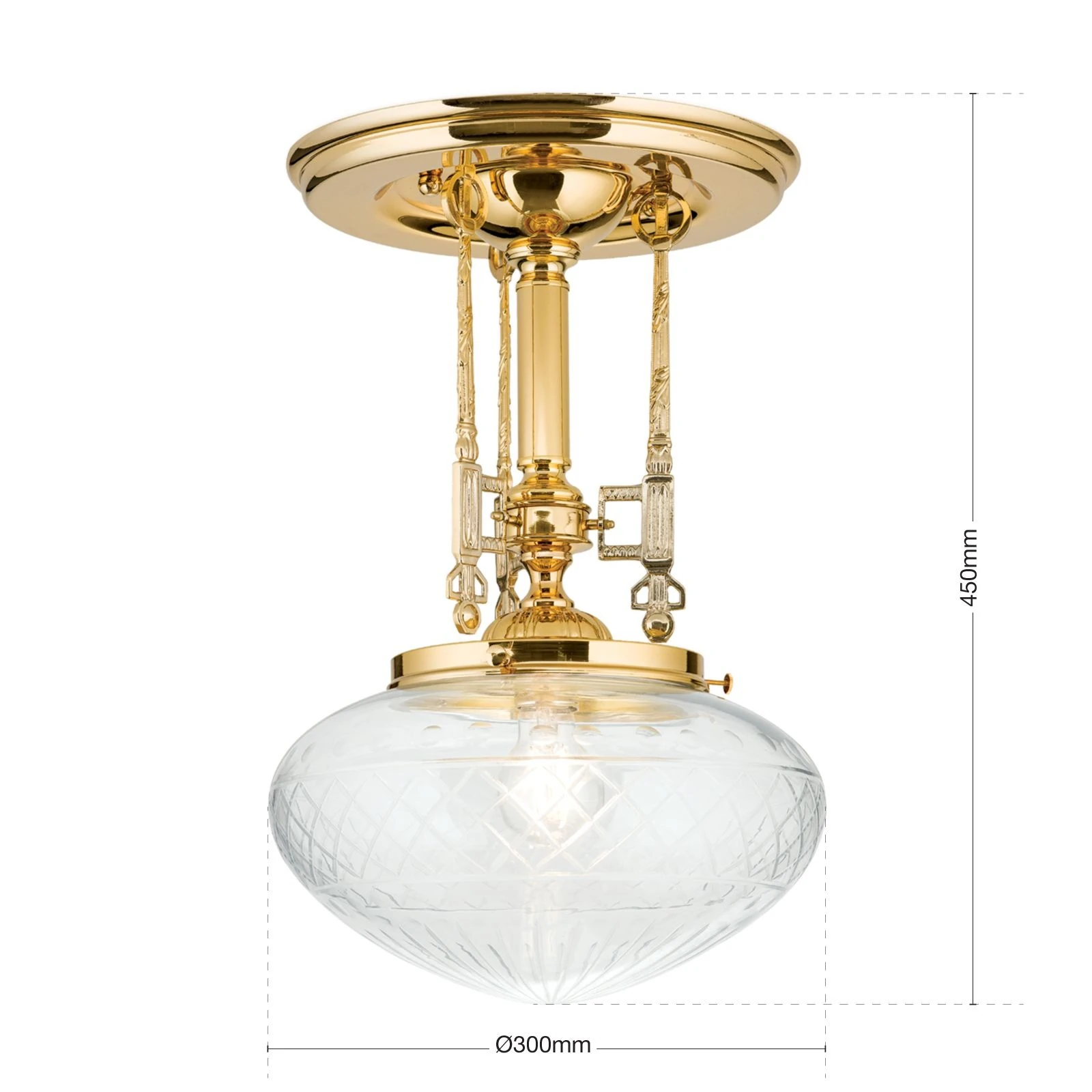 Plafonska lampa BUDAPEST, 24-karatno pozlaćena, prozirno brušeno staklo, 30 cm - 7