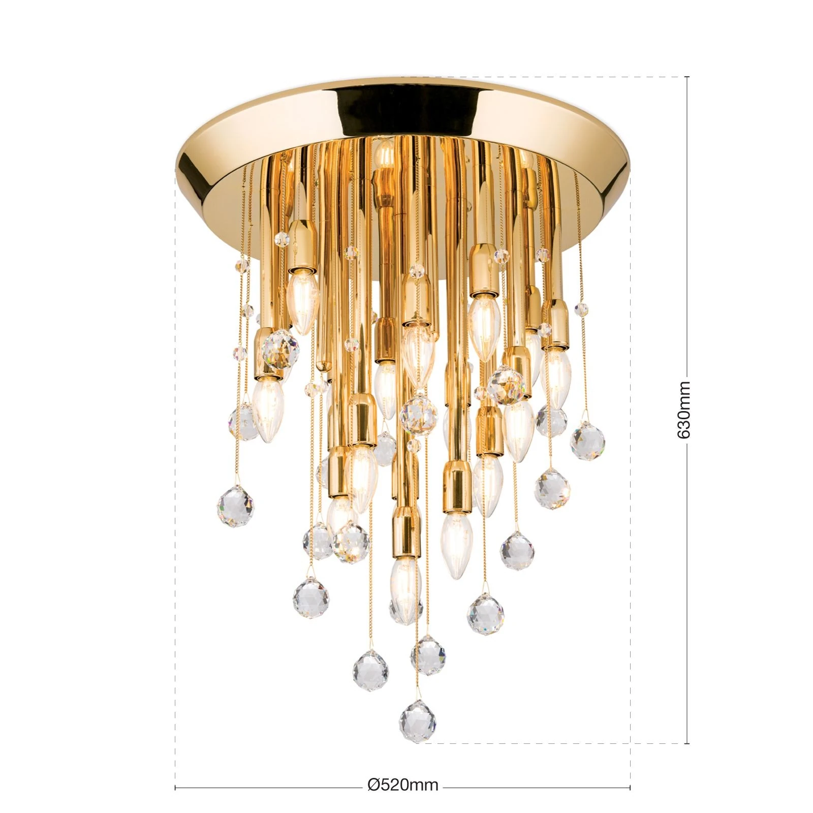 Plafonski luster GALAXY, 19 izvora svetla, 24-karatno pozlaćen - 7