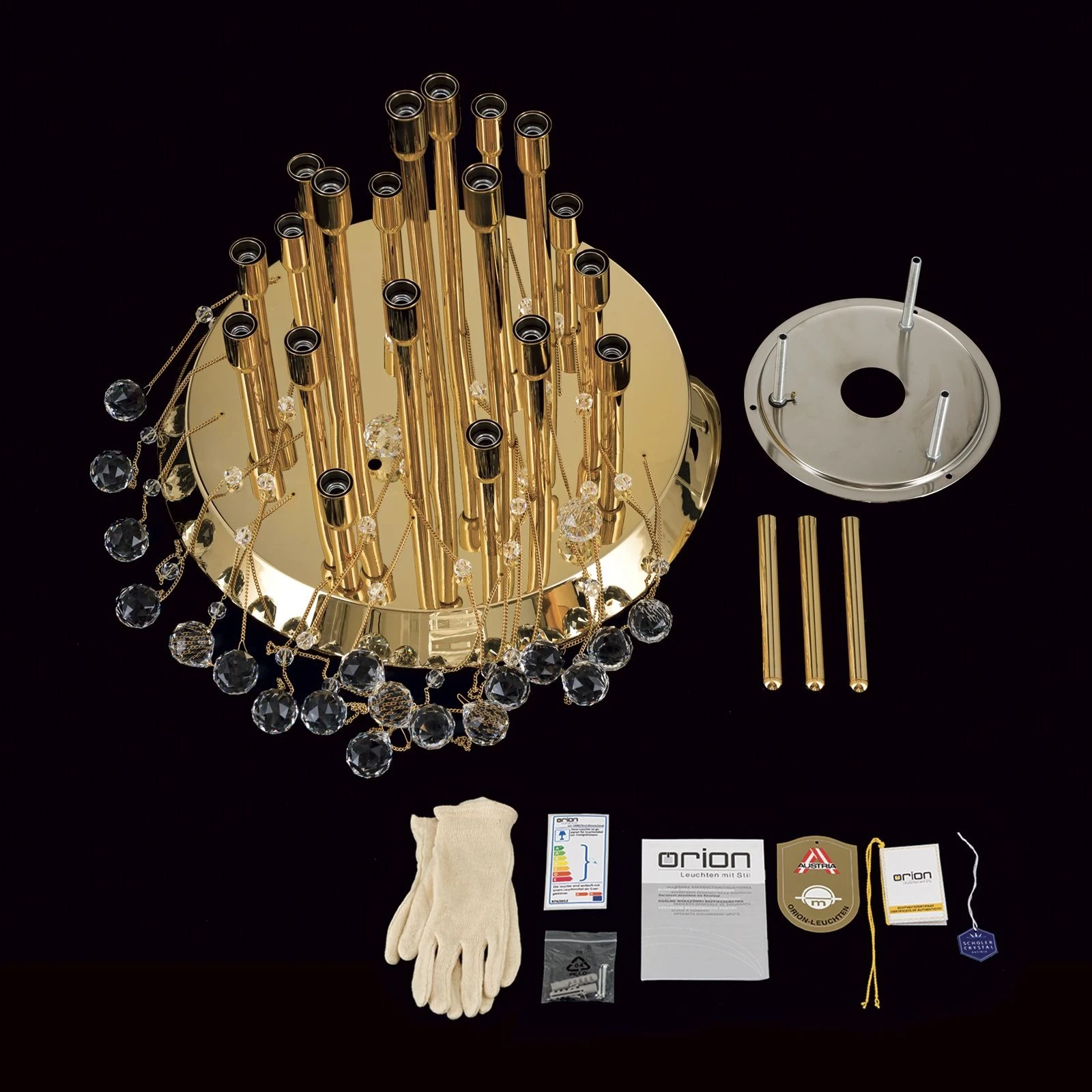 Plafonski luster GALAXY, 19 izvora svetla, 24-karatno pozlaćen - 8