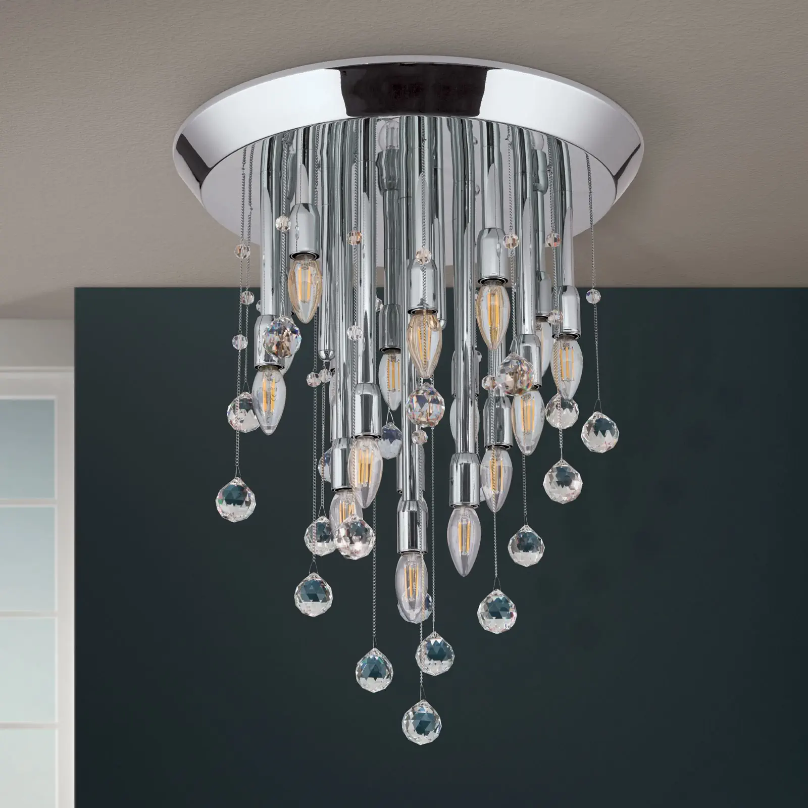 Plafonska lampa GALAXY, hromirana, sa 19 izvora svetla - 3