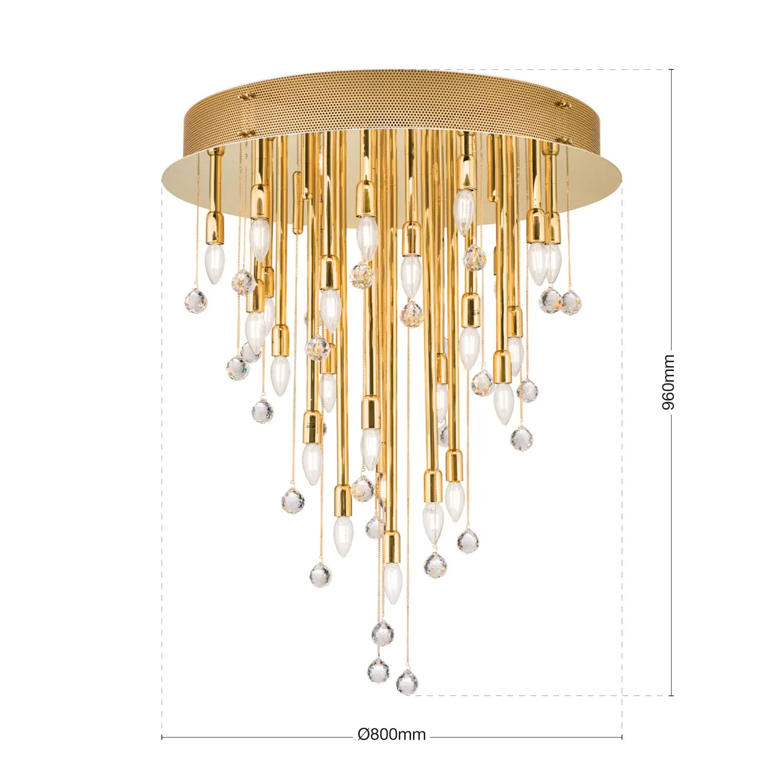 Plafonska lampa GALAXY sa 27 izvora svetla, pozlaćena 24K zlatom - 7