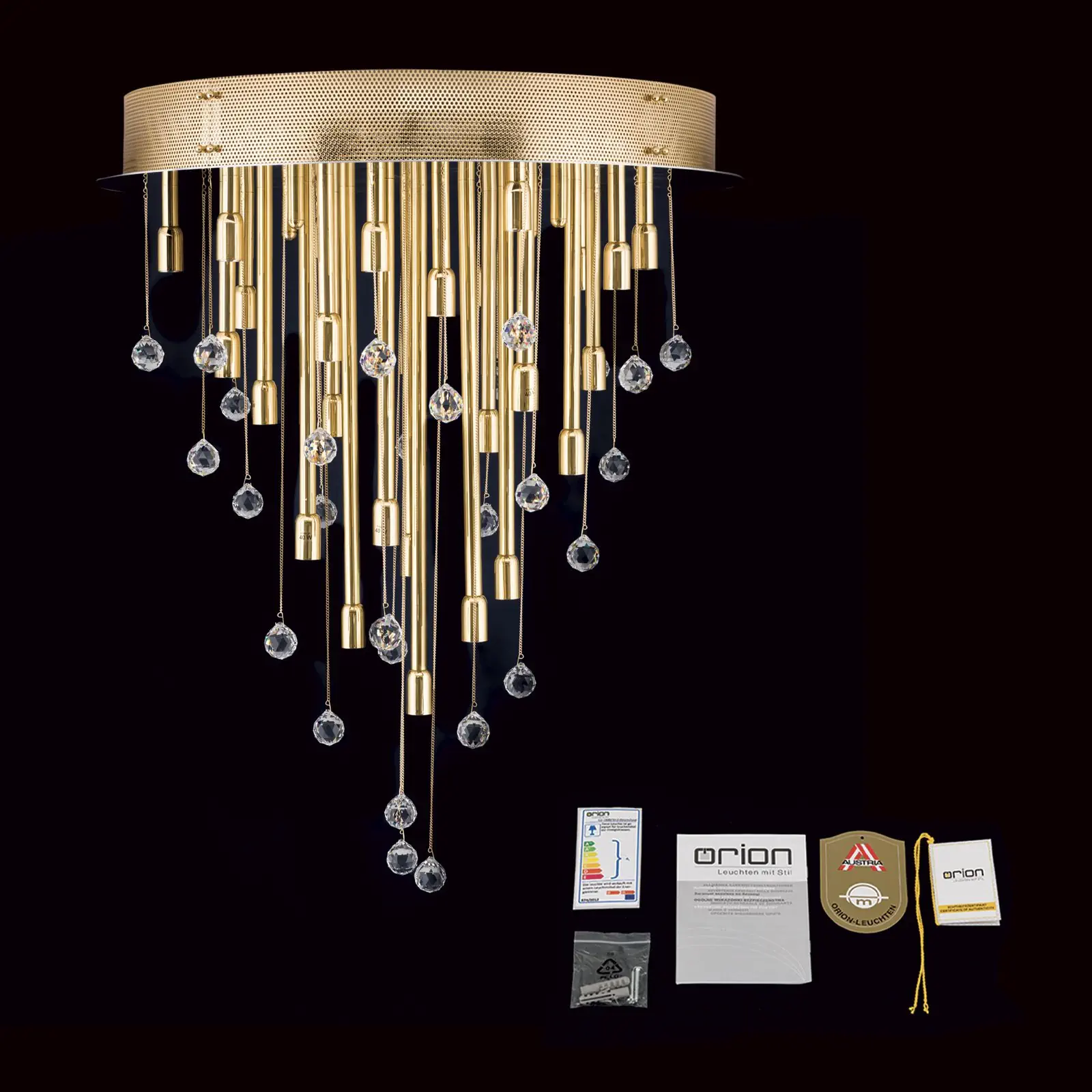 Plafonska lampa GALAXY sa 27 izvora svetla, pozlaćena 24K zlatom - 8