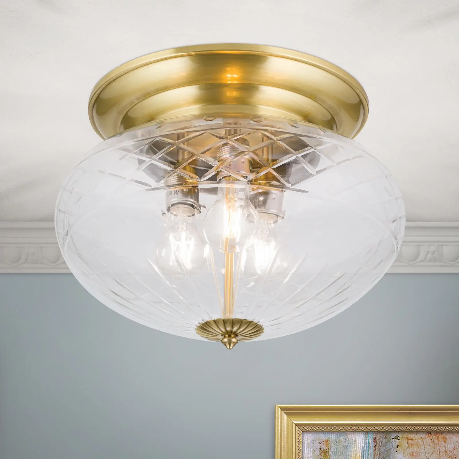 Plafonska lampa ADELE, bronzana završna obrada, sa providnim brušenim staklom, 40 cm - 2