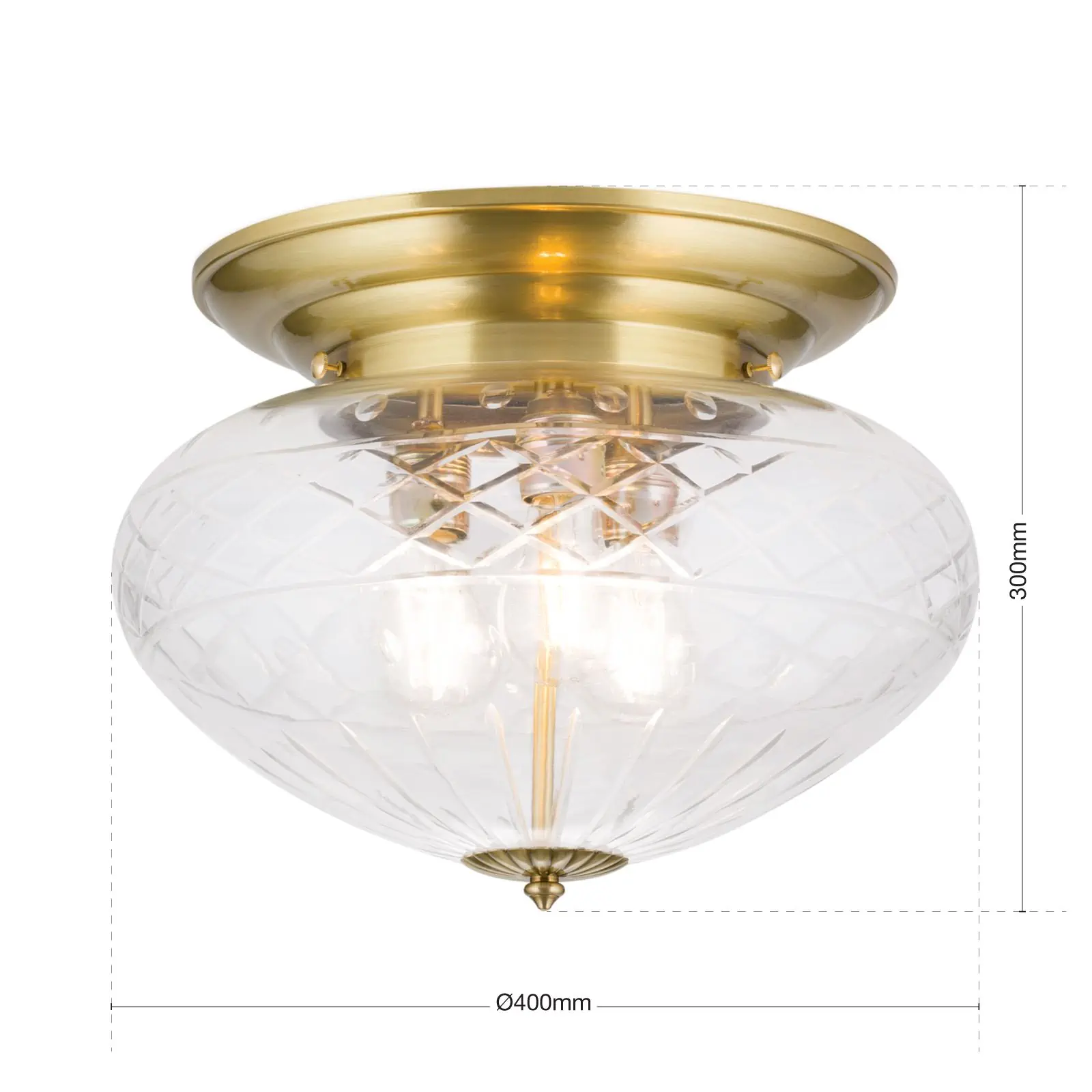Plafonska lampa ADELE, bronzana završna obrada, sa providnim brušenim staklom, 40 cm - 7