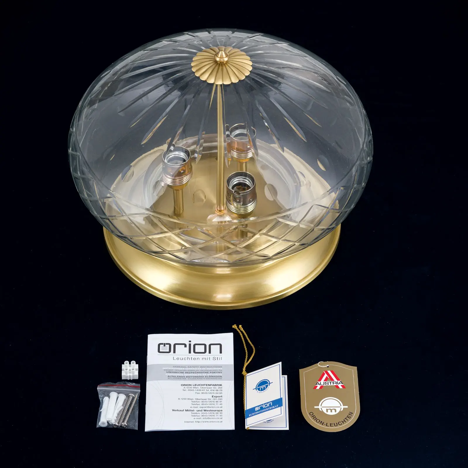 Plafonska lampa ADELE, bronzana završna obrada, sa providnim brušenim staklom, 40 cm - 8