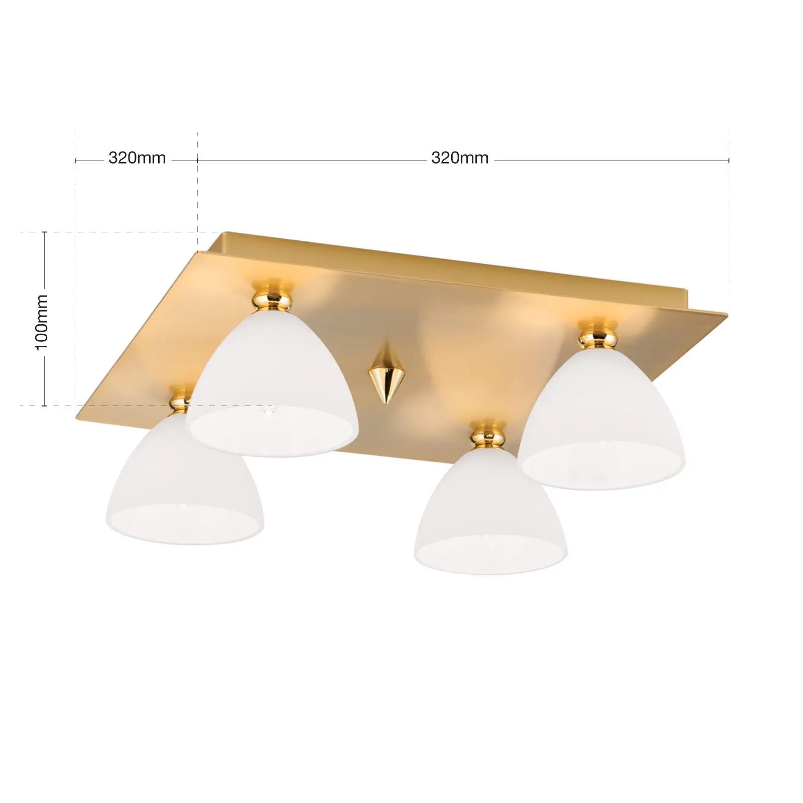 Plafonska lampa OPALDESIGN, 4 izvora svetla, mat zlato, sa opalnim staklom - 7