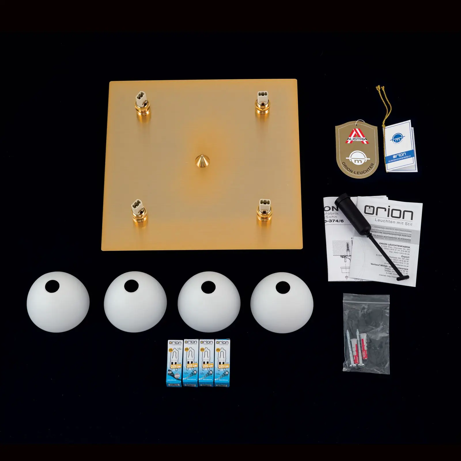 Plafonska lampa OPALDESIGN, 4 izvora svetla, mat zlato, sa opalnim staklom - 8