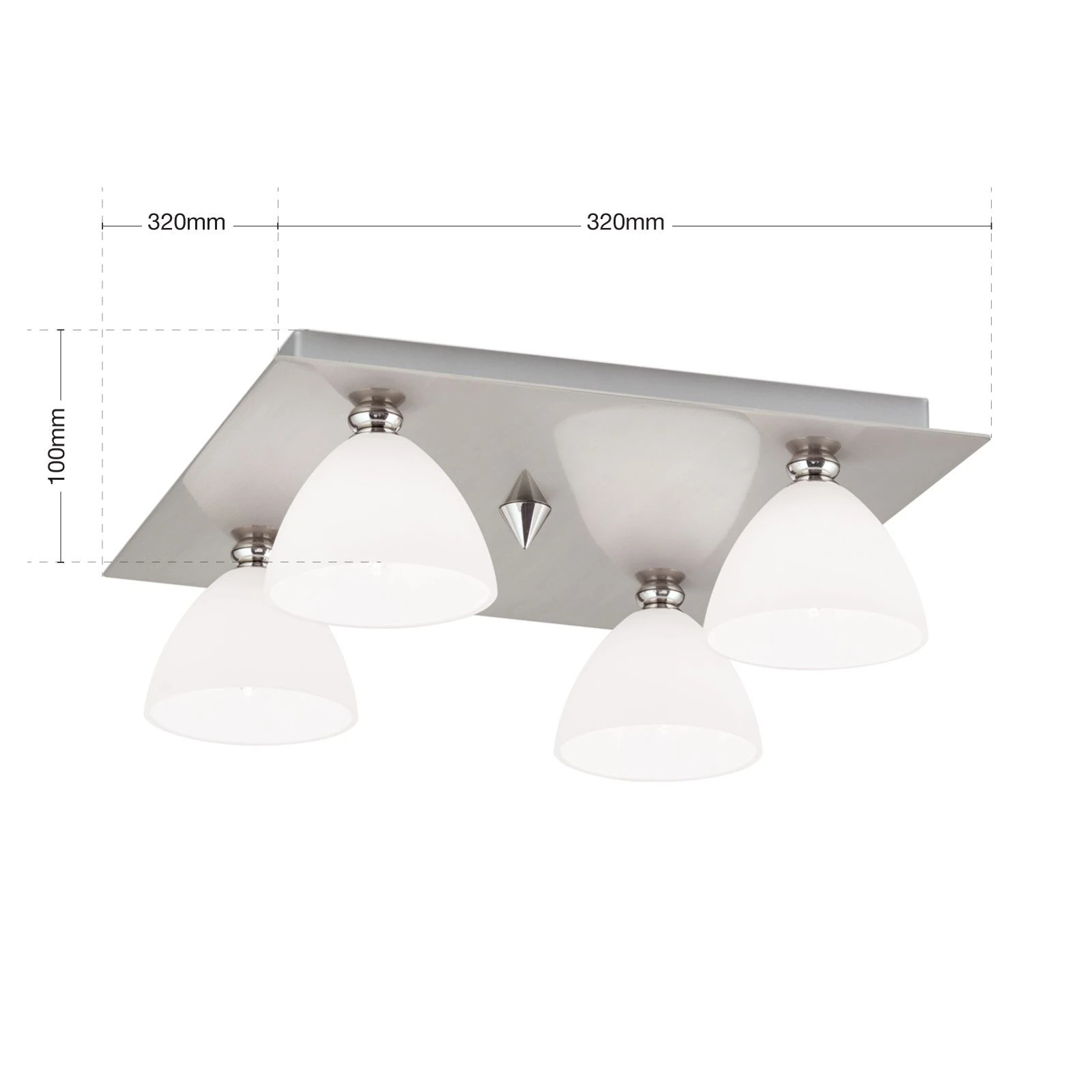 Plafonska lampa OPALDESIGN, 4 izvora svetla, saten hrom, opal staklo - 7