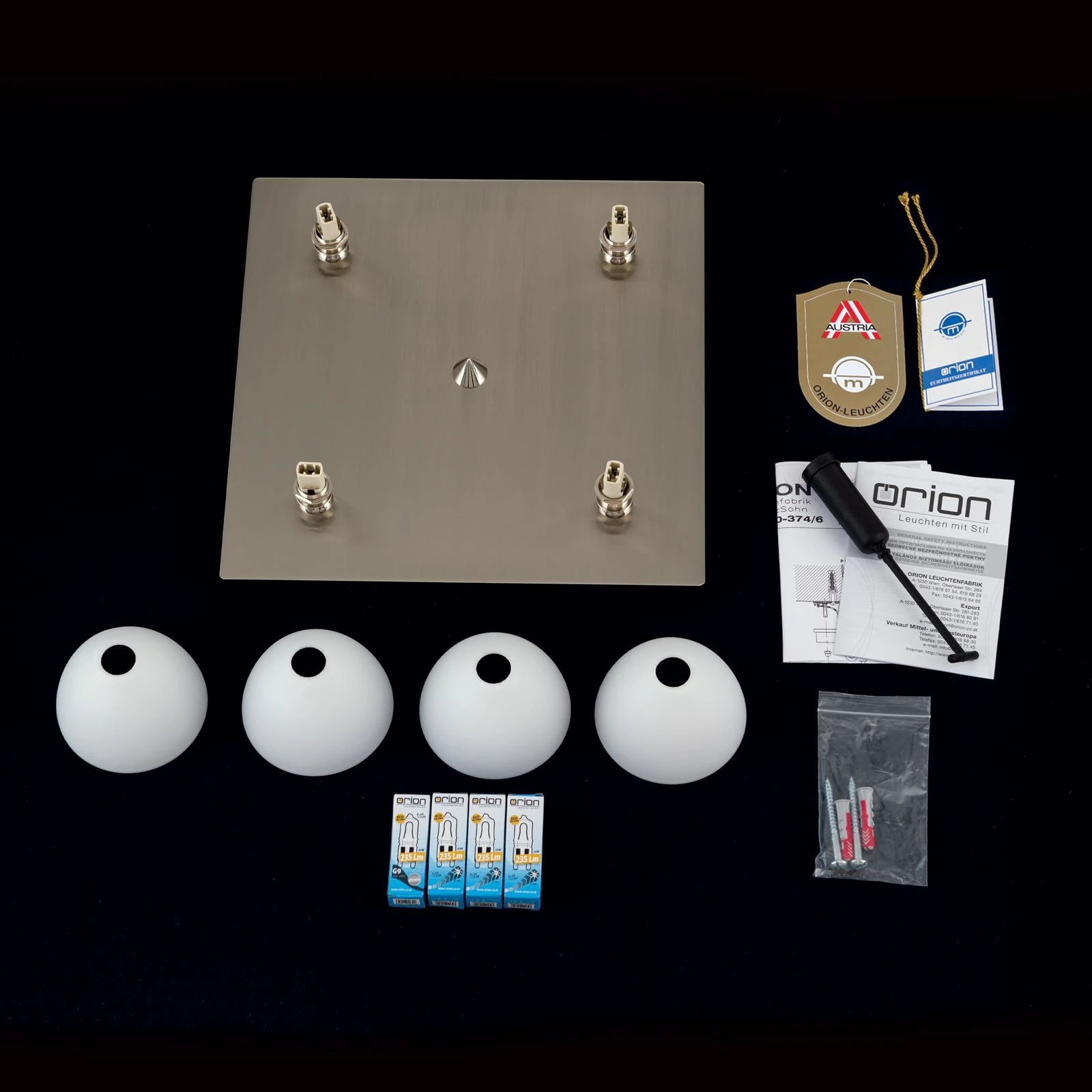 Plafonska lampa OPALDESIGN, 4 izvora svetla, saten hrom, opal staklo - 8