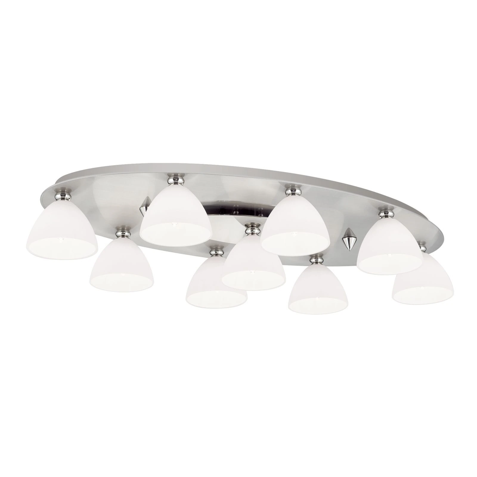 Plafonska lampa OPALDESIGN, 9 izvora svetla, saten hrom, opal staklo - 4