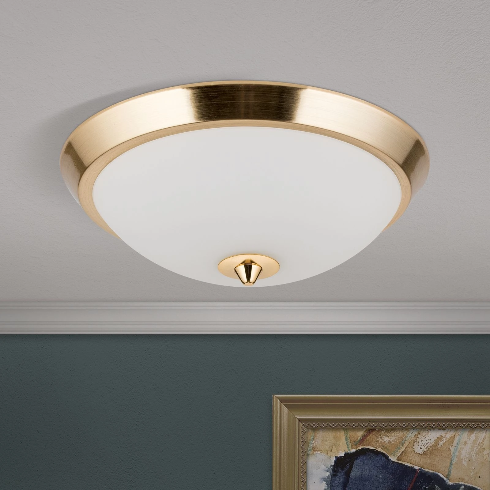 Plafonska lampa OPALDESIGN, mat zlatna, opal mat staklo, Ø 24 cm - 3