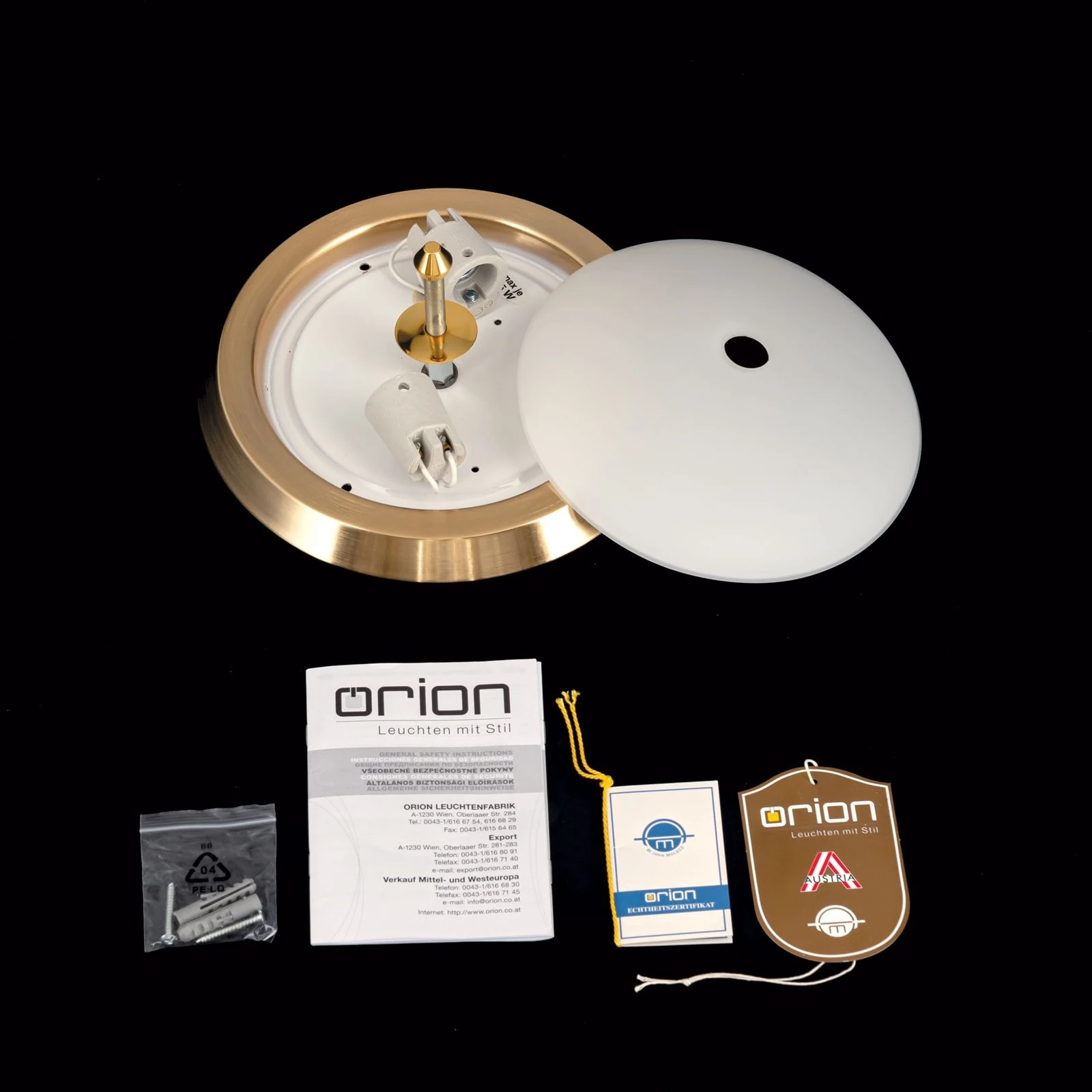 Plafonska lampa OPALDESIGN, mat zlatna, opal mat staklo, Ø 24 cm - 8