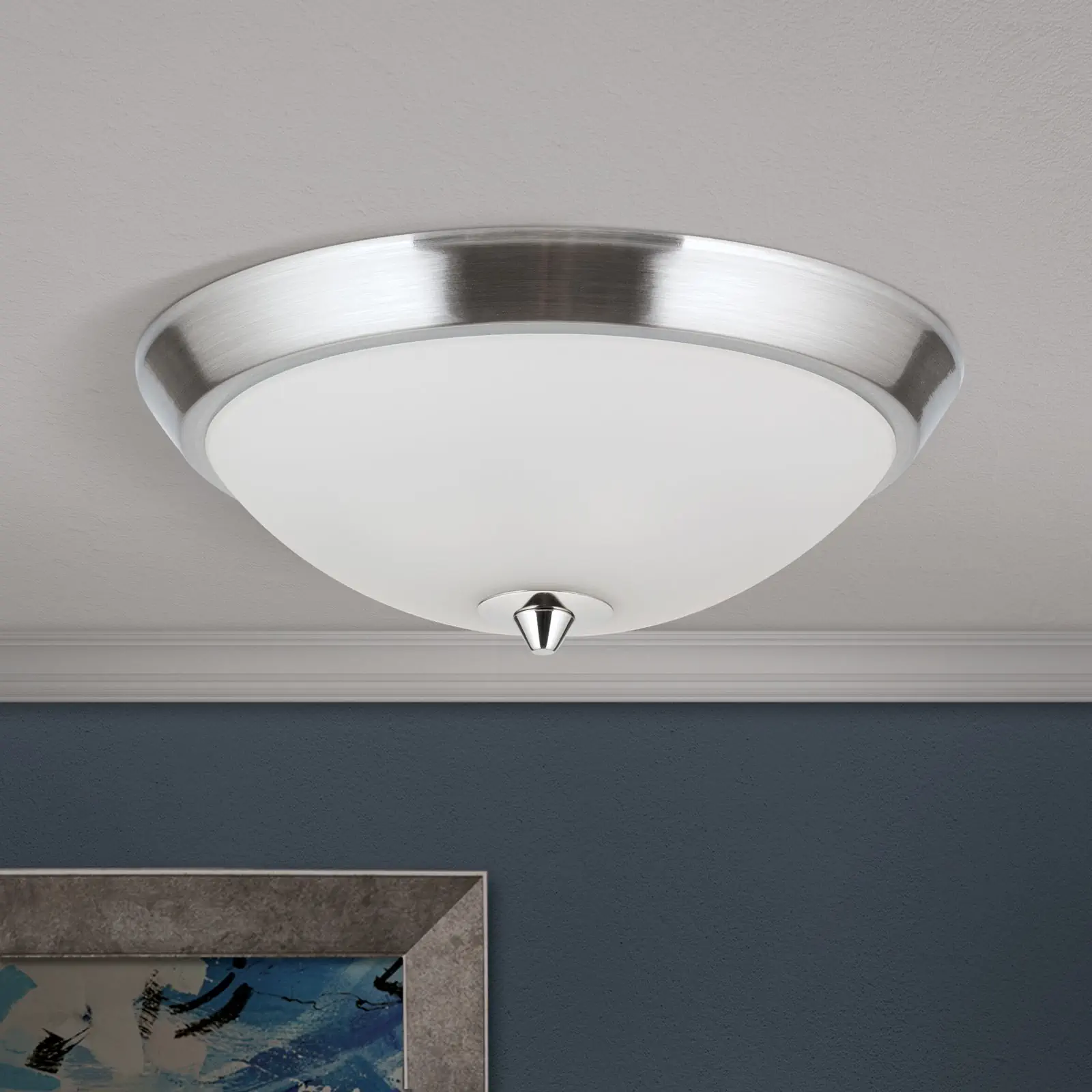 Plafonska lampa OPALDESIGN, satinirana, sa opal-mat staklom, Ø 24 cm - 3